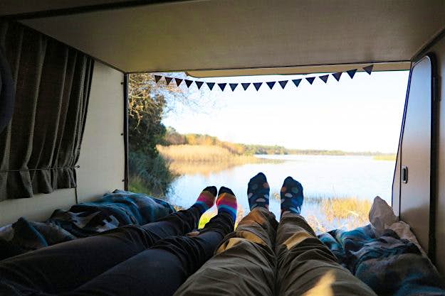 Travel News - 08 Jeroen Bosman and Hedwig Wiebes are travelling around Europe in a van with the dogs. Image: Live slow, drive slower