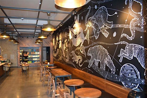 Travel News - Primary Entry View The store at Griffith Park LA features a large mural of the cosmos in honor of the nearby Griffith Observatory.