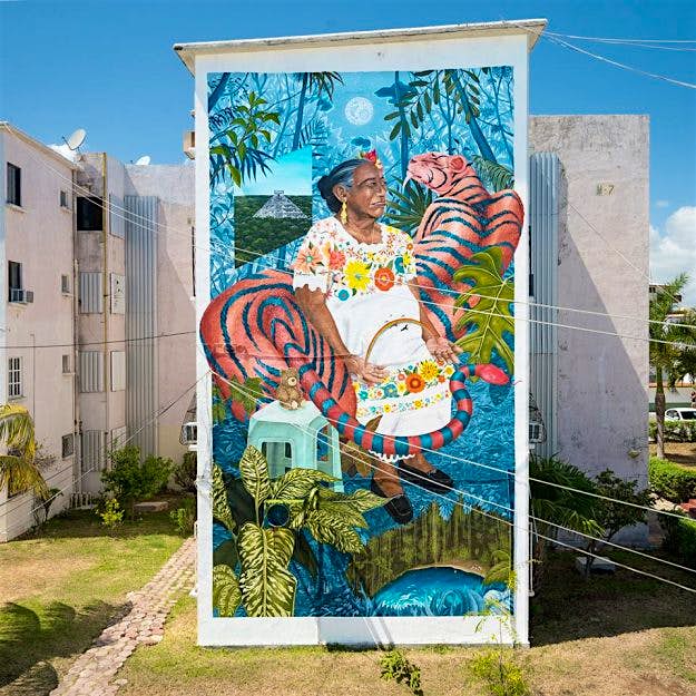Travel News - Cancun Murals -Aaron_Glasson_Celeste_Byres Two of the new examples of Cancun street art in the downtown area.