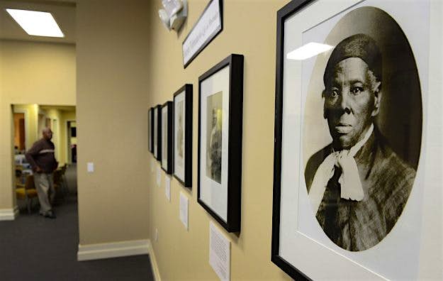 Travel News - CAMBRIDGE, MD - MARCH 5: Portraits of Harriet Tubman hang in Portraits of Harriet Tubman hang in the Harriet Tubman Museum and Education Center in Cambridge.