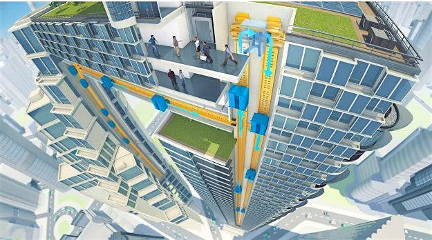 Travel News - THEBIGBEND_ oiio_06 How the elevator at the incredible U-shaped skyscraper would work. Image: Oiio Studios