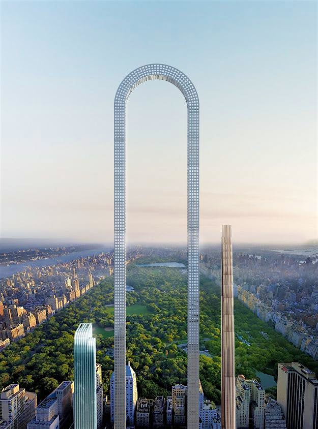 Travel News - Tallest Skyscraper This incredible U-shaped skyscraper could dominate the NYC skyline. Image: Oiio Studios
