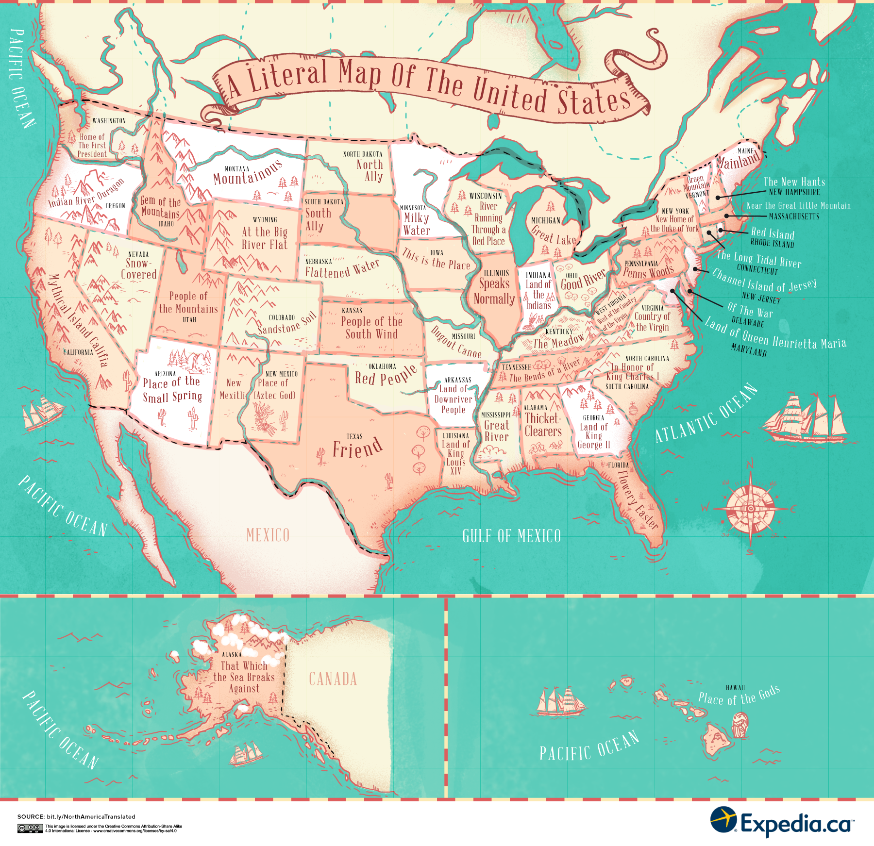 The placename map for the USA