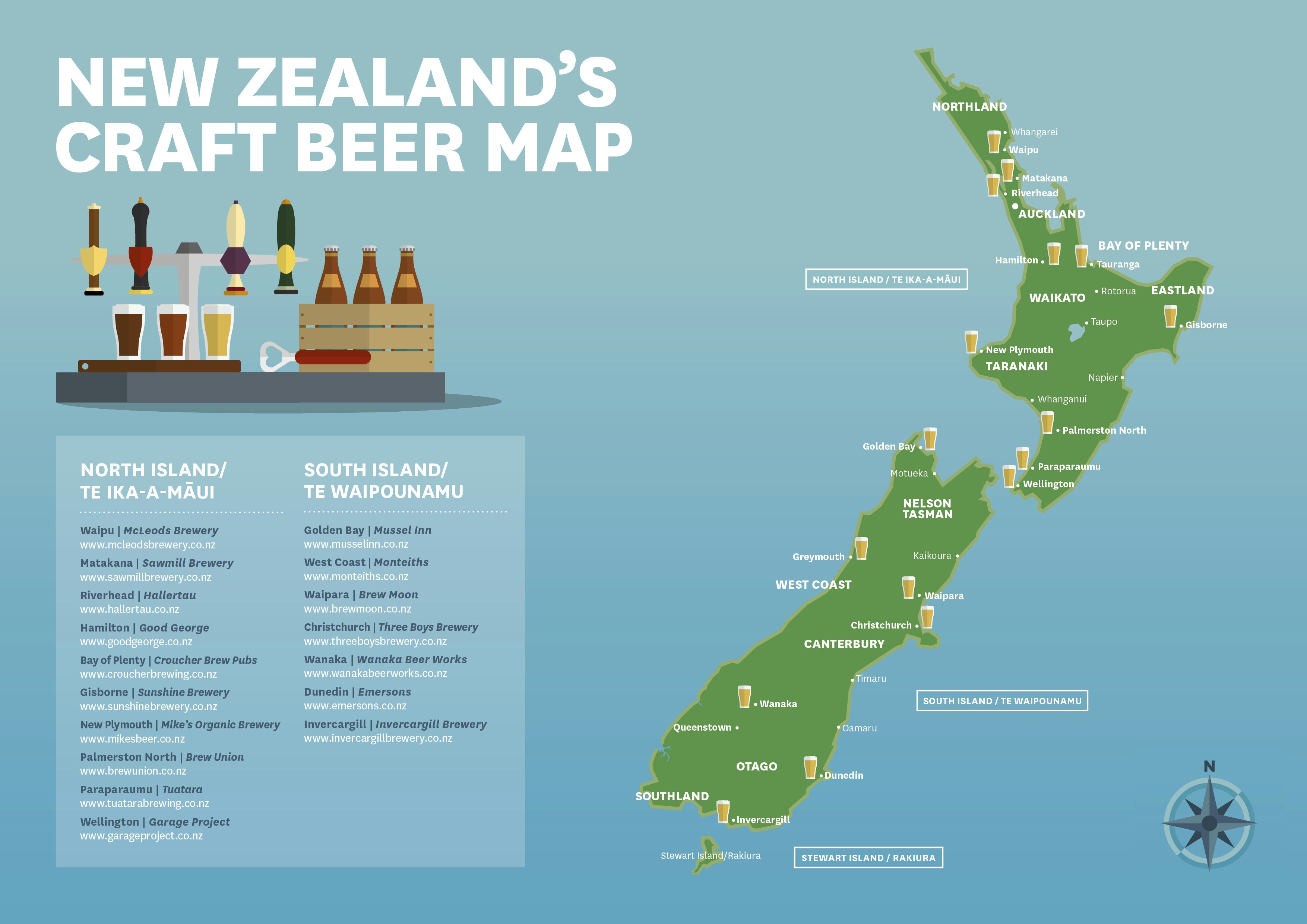 Beer map of New Zealand.