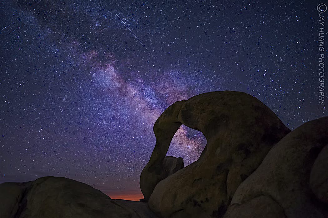 Travel News - 33906993825_879fcccdaa_o Milky Way over Mobius Arch with a Meteor, Alabama Hills, California.
