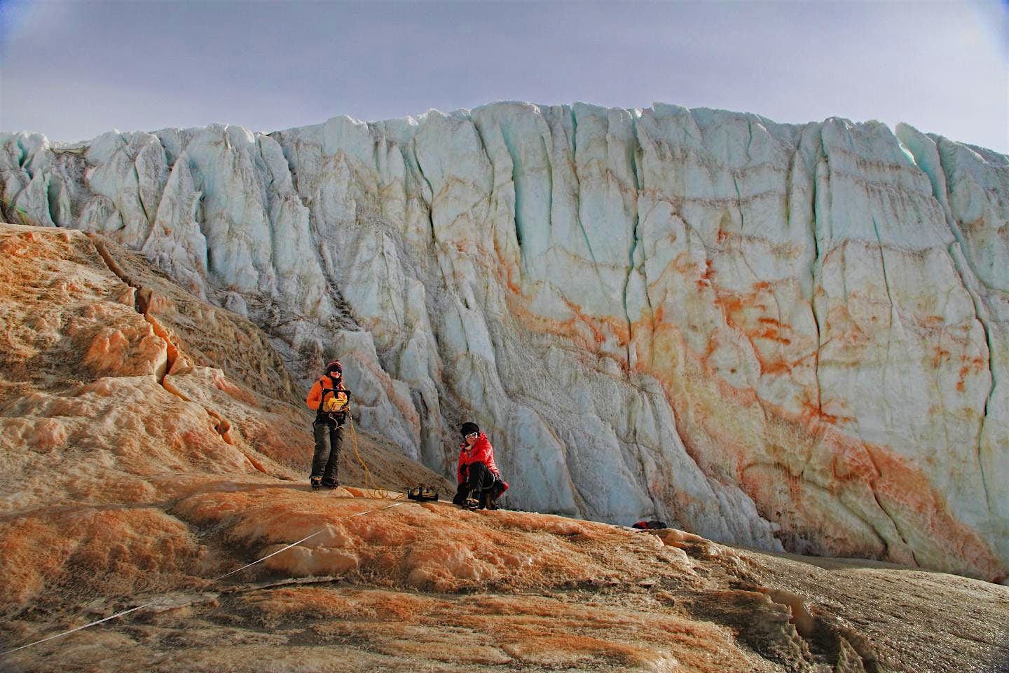 Travel News - Blood Falls Scientists examine Blood Falls in Antarctica.