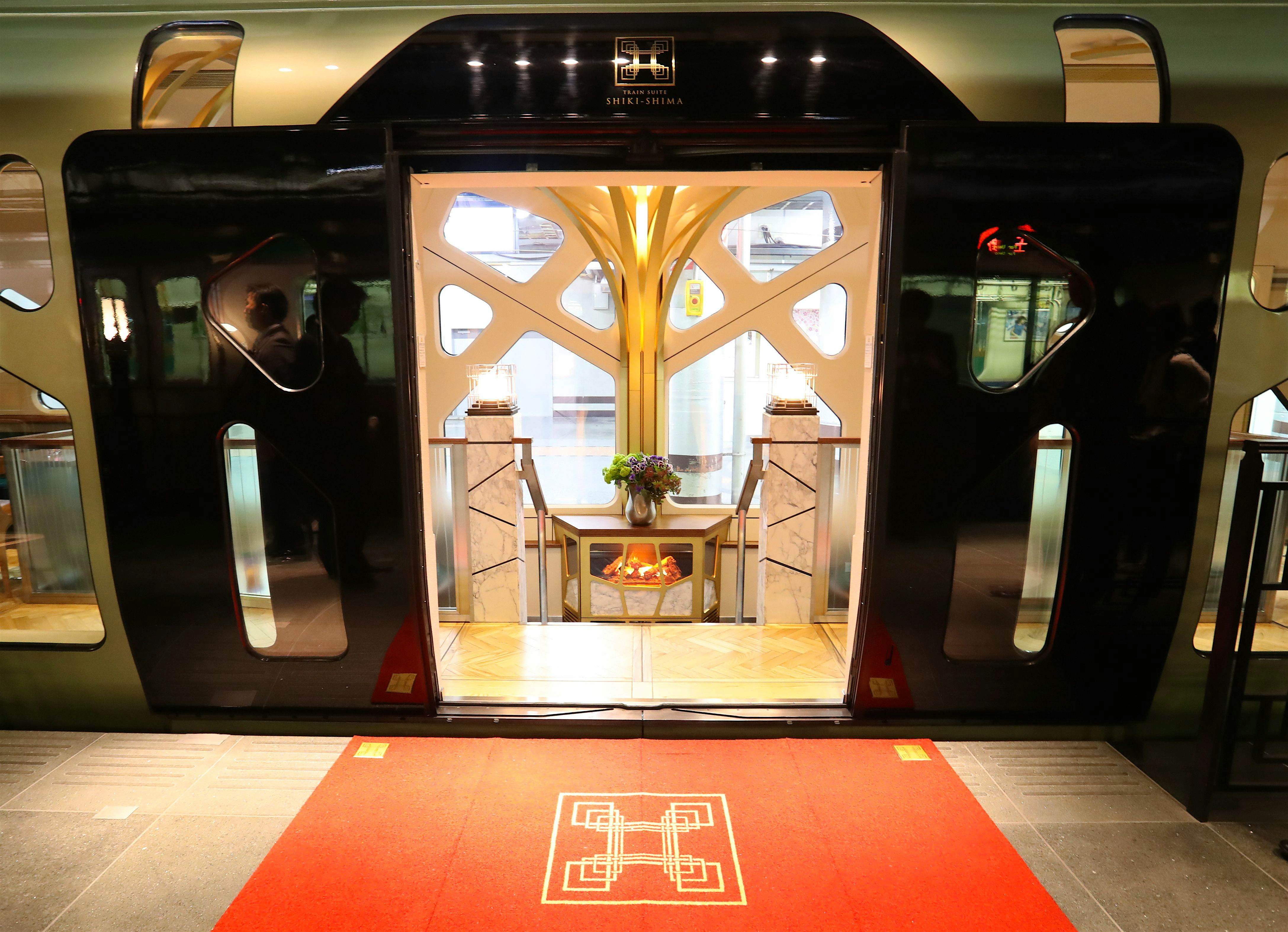 Travel News - JAPAN-TRAIN Entrance of the Train Suite Shiki-Shima, operated by East Japan Railway, in Tokyo.
