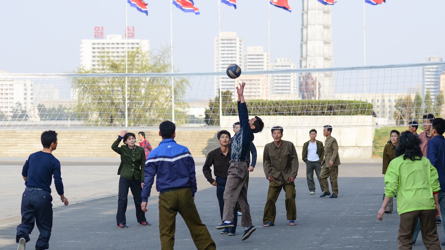 A Pyongyang volleyball court.