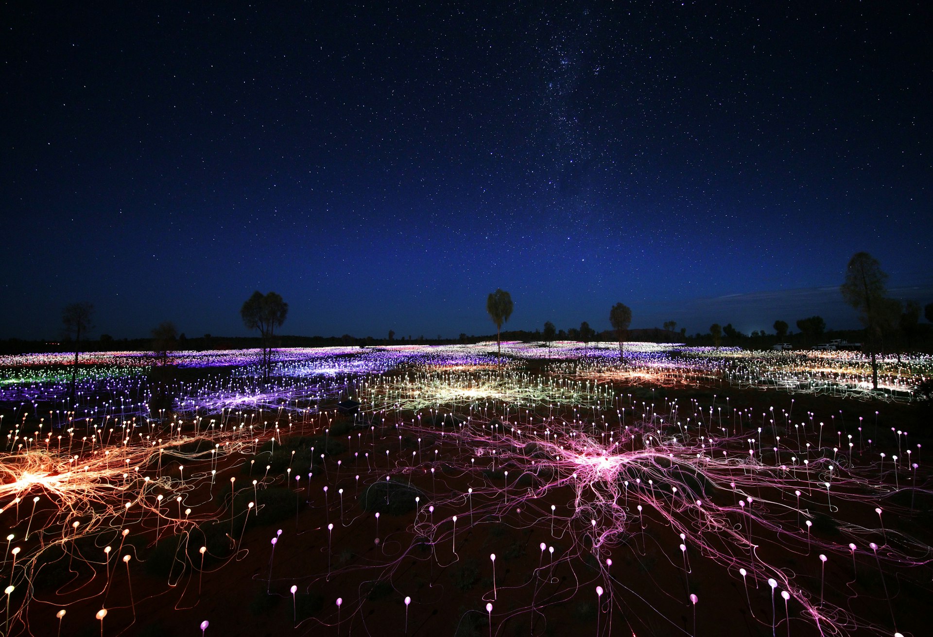 Travel News - Multi-coloured light stems at Uluru Mark Pickthall