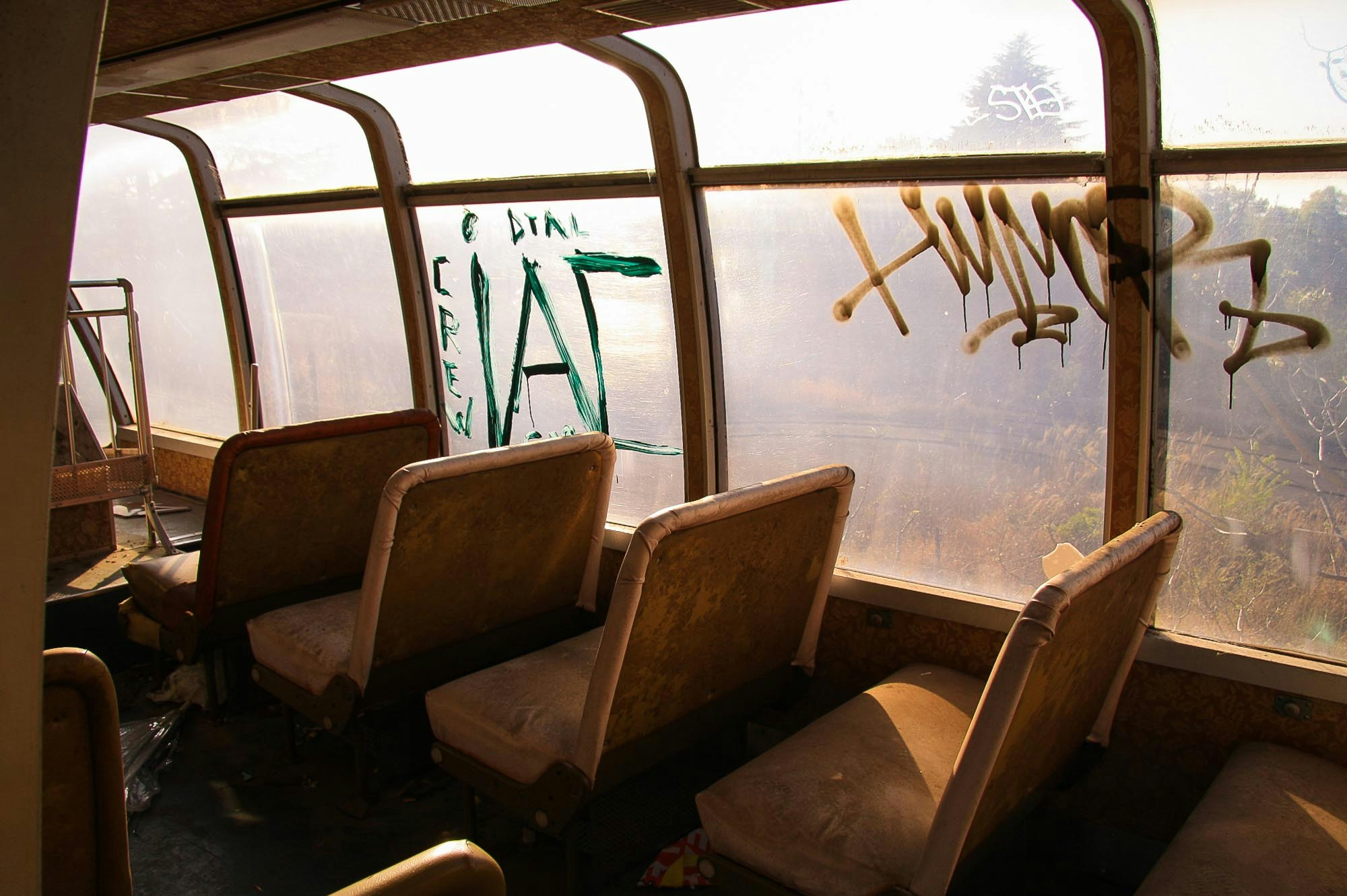 Graffiti on the outside of a bus in nara dreamland japan