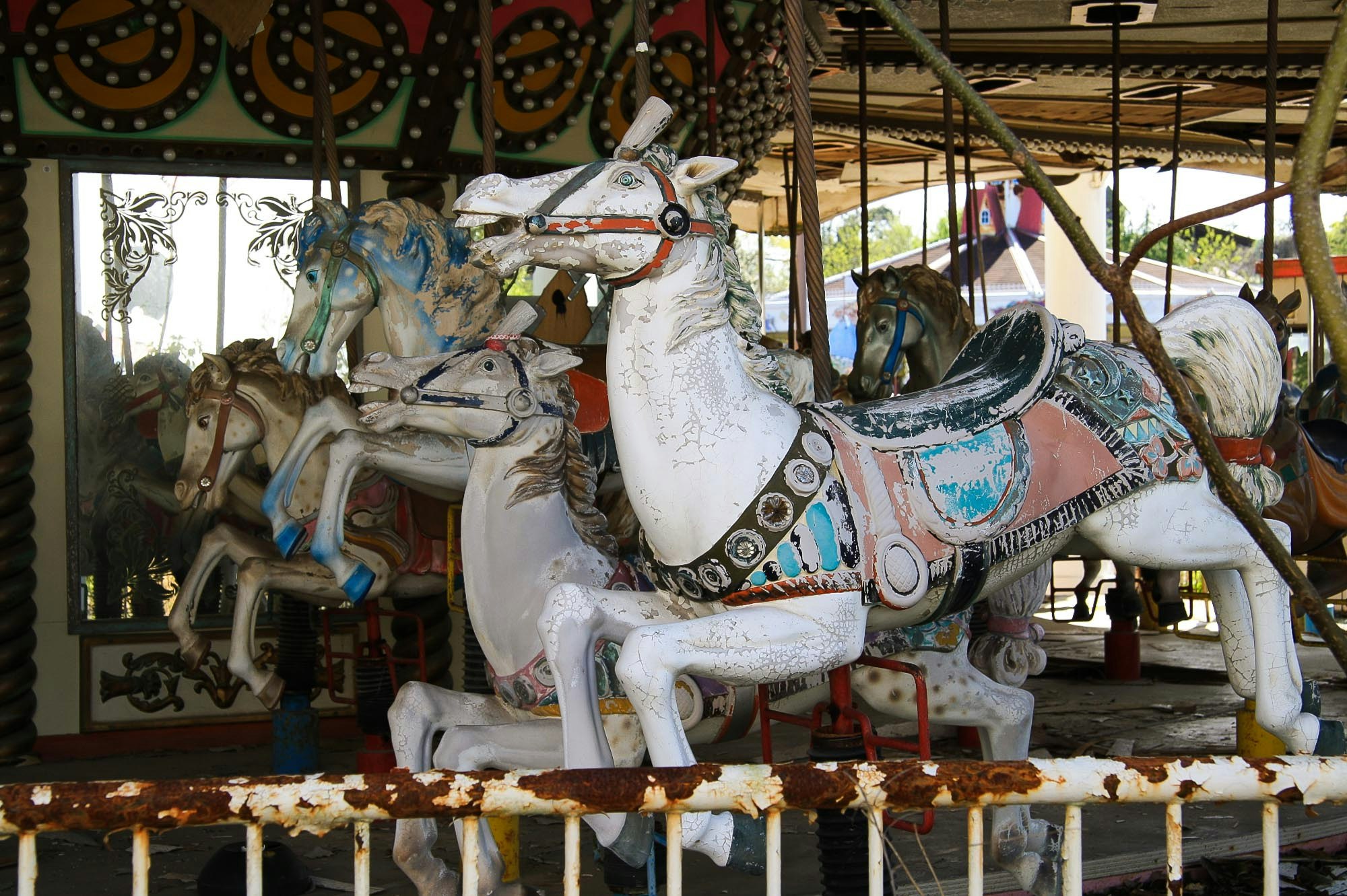 Merry-go-round horses at the abandoned Nara Dreamland park in Japan