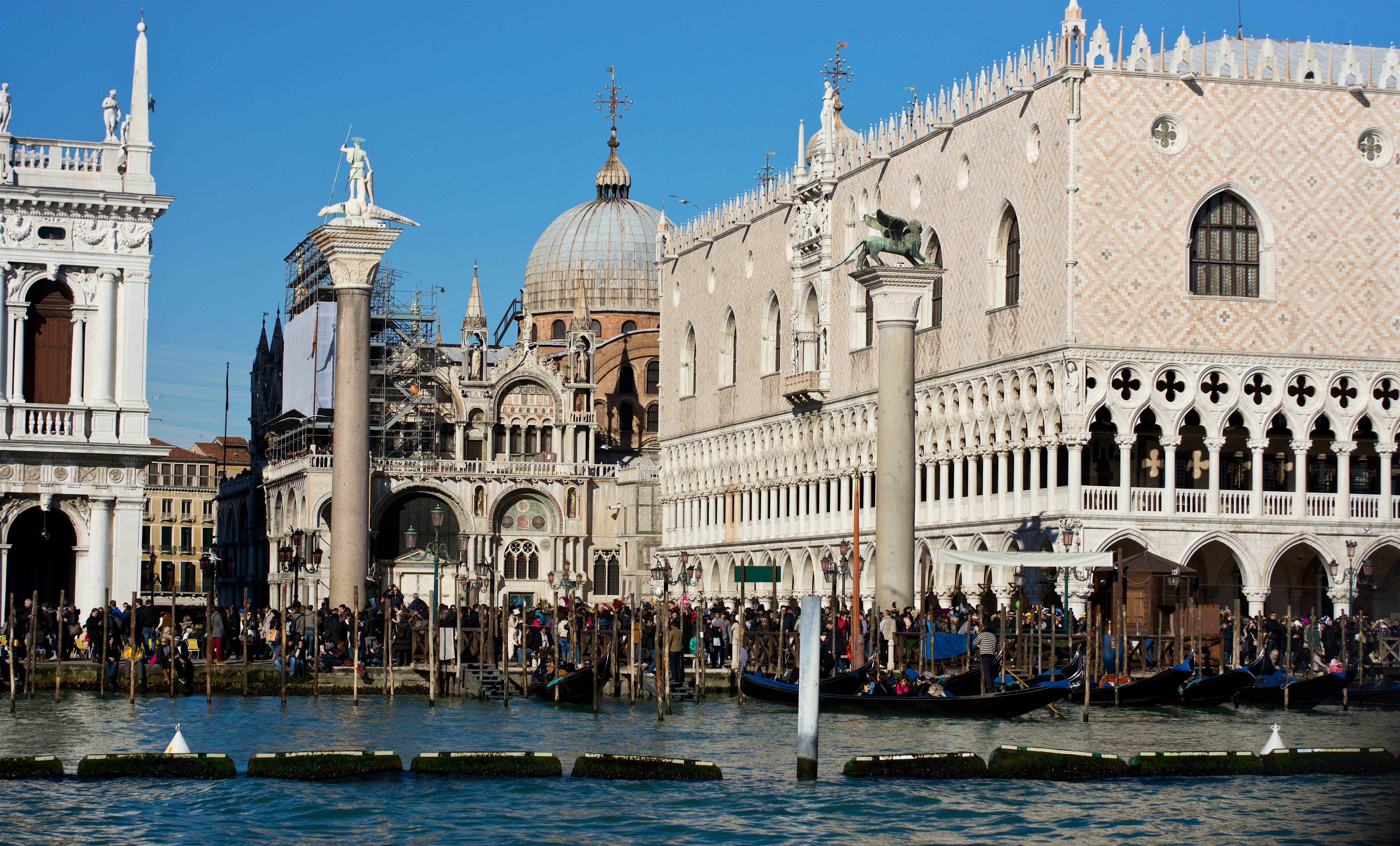 Travel News - Very crowded San Marco (St Mark's) square during carnival in Venice. St. Mark's Square in Venice
