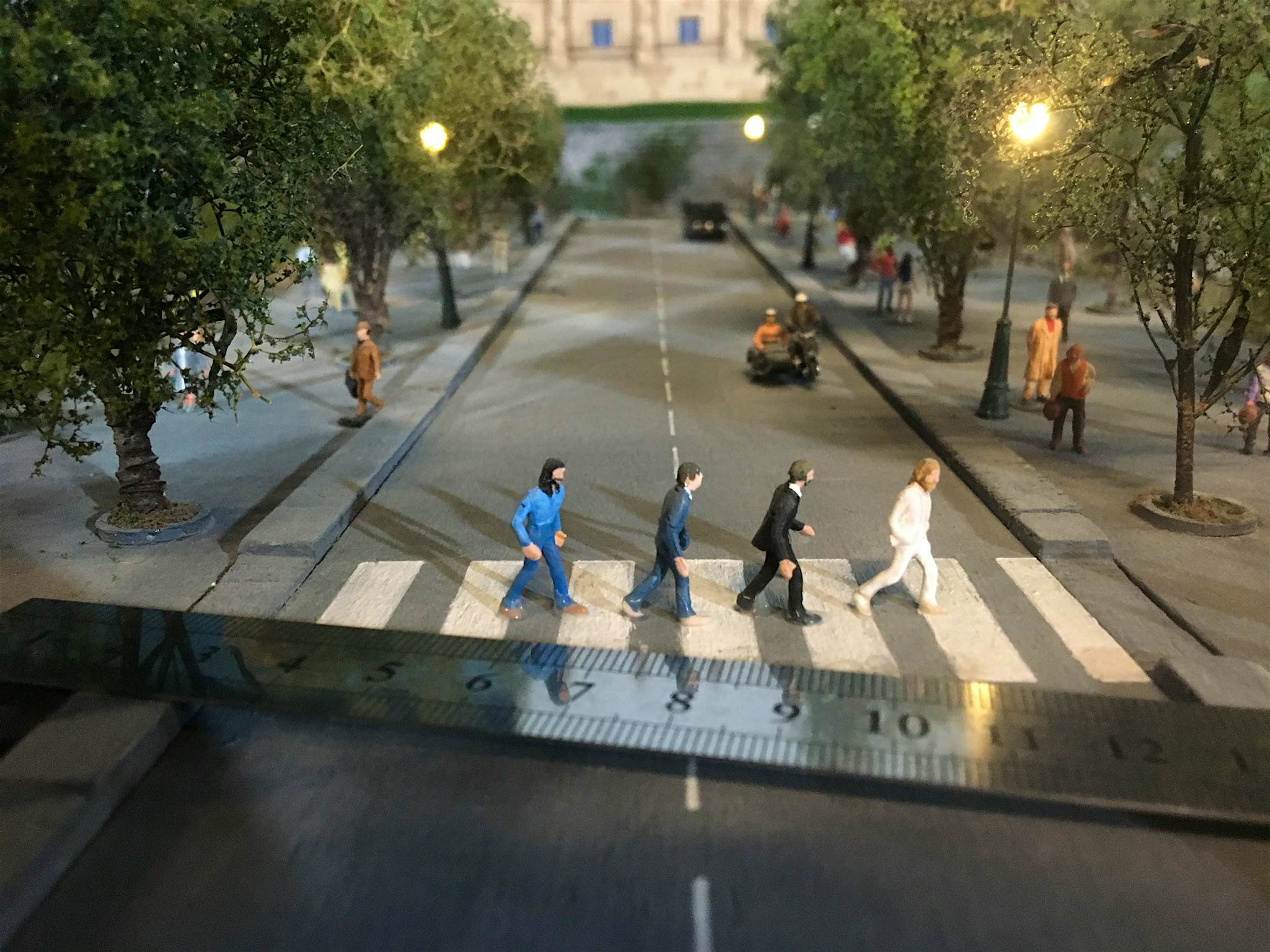 Travel News - The Beatles Abbey Road in London miniature model Gulliver's Gate The Beatles walk across a miniature Abbey Road at Gulliver's Gate .
