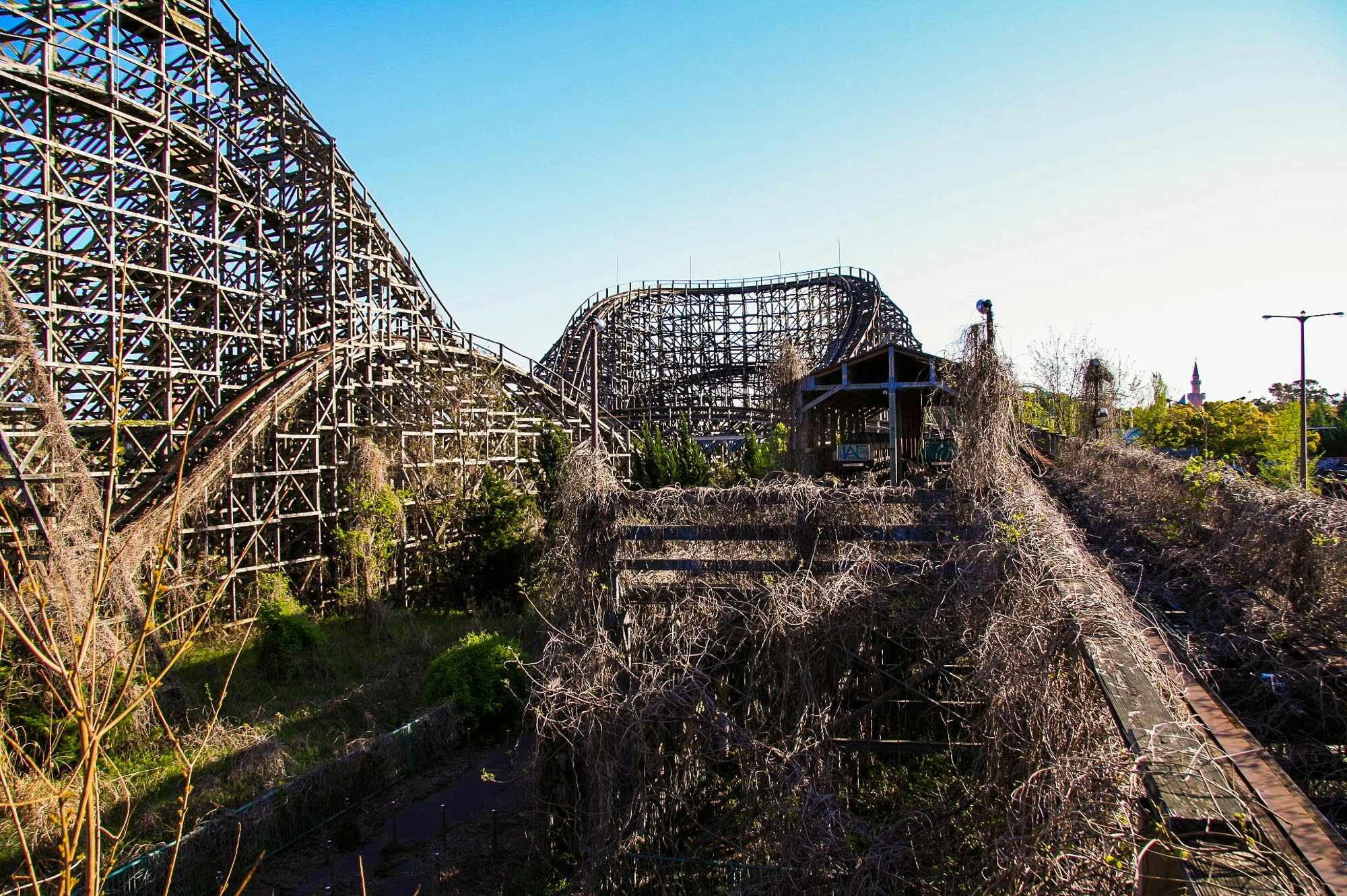 Overgrowth on a roller coaster ride at Nara Dreamland
