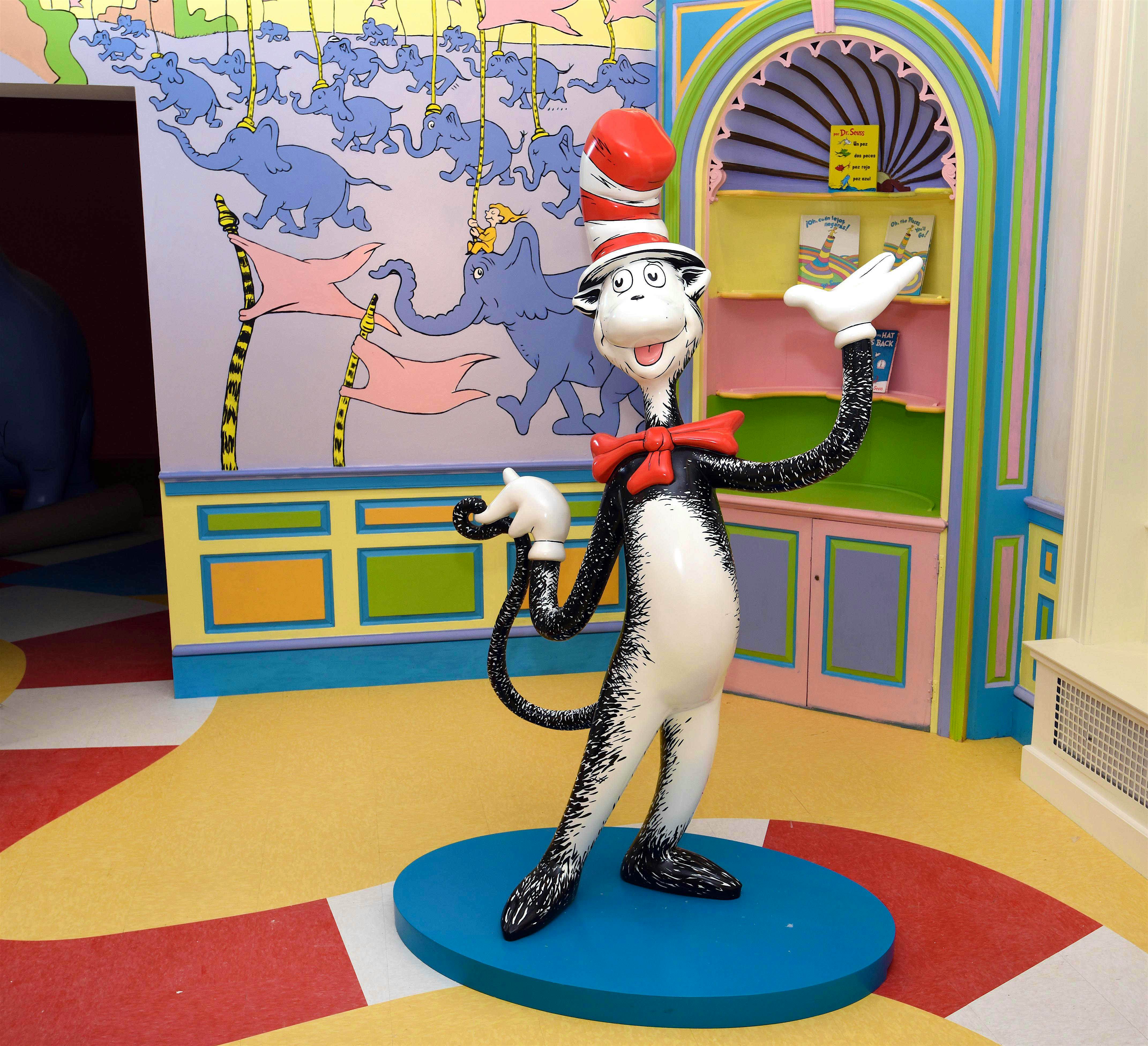 Travel News - Cat and Hat_Mark Murray The Cat in the Hat statue inside of the Museum.