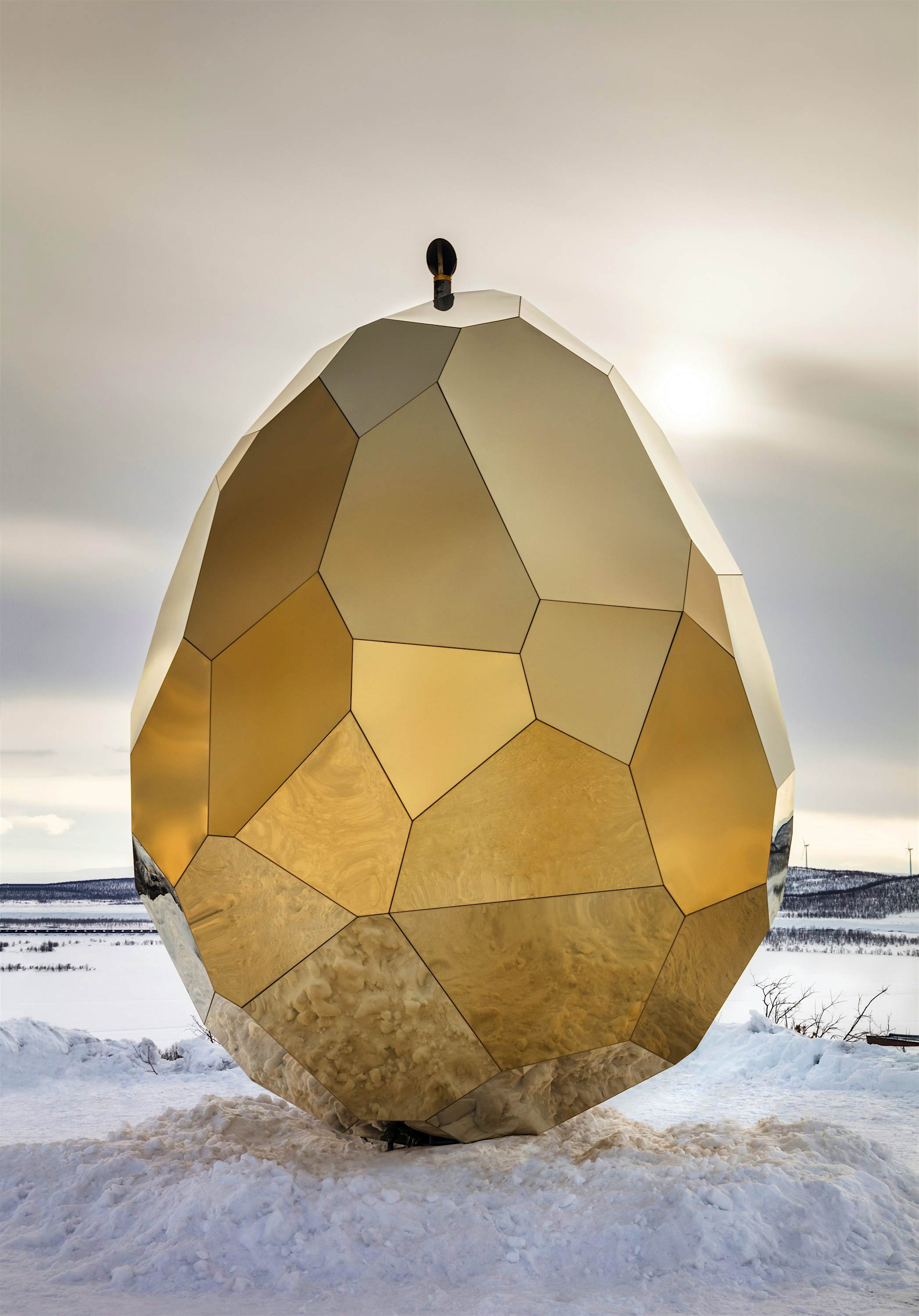 Travel News - Egg-shaped sauna in Kiruna Bigert & Bergstrom Golden egg sauna, Kiruna