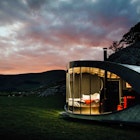 A glamping cabin in the Welsh countryside.