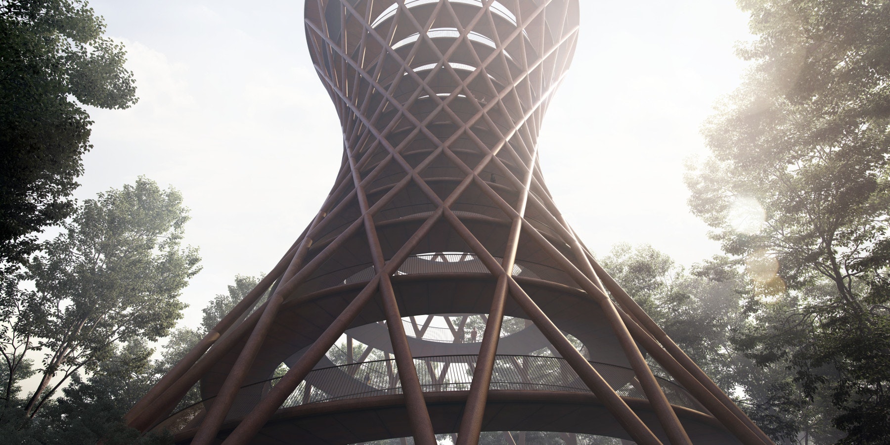 The structure shape allows for a wide observation deck at the top. Image by EFFEKT