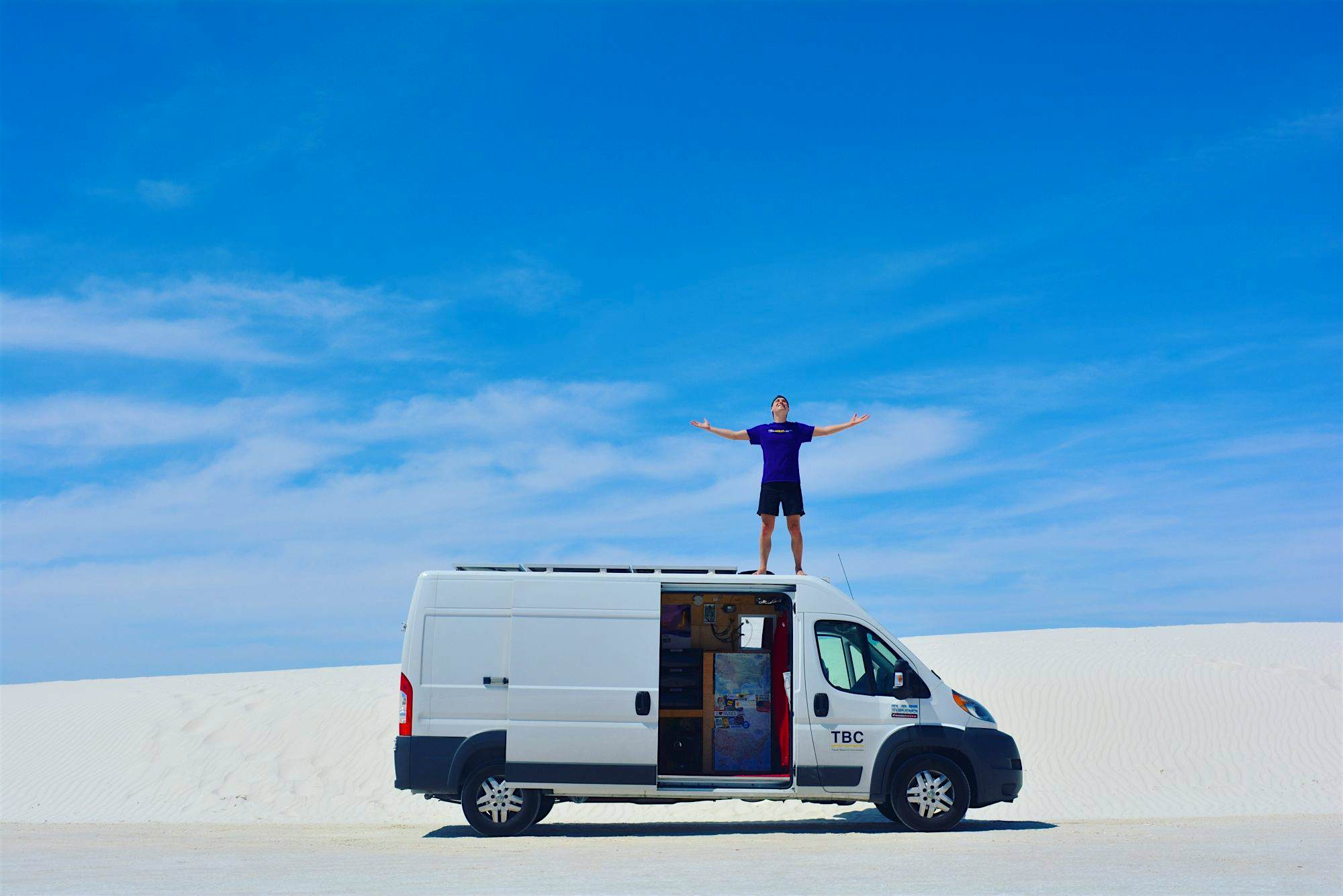 Travel News - IMG_4997 Mikah and “Vanny McVanface” in White Sands National Monument.