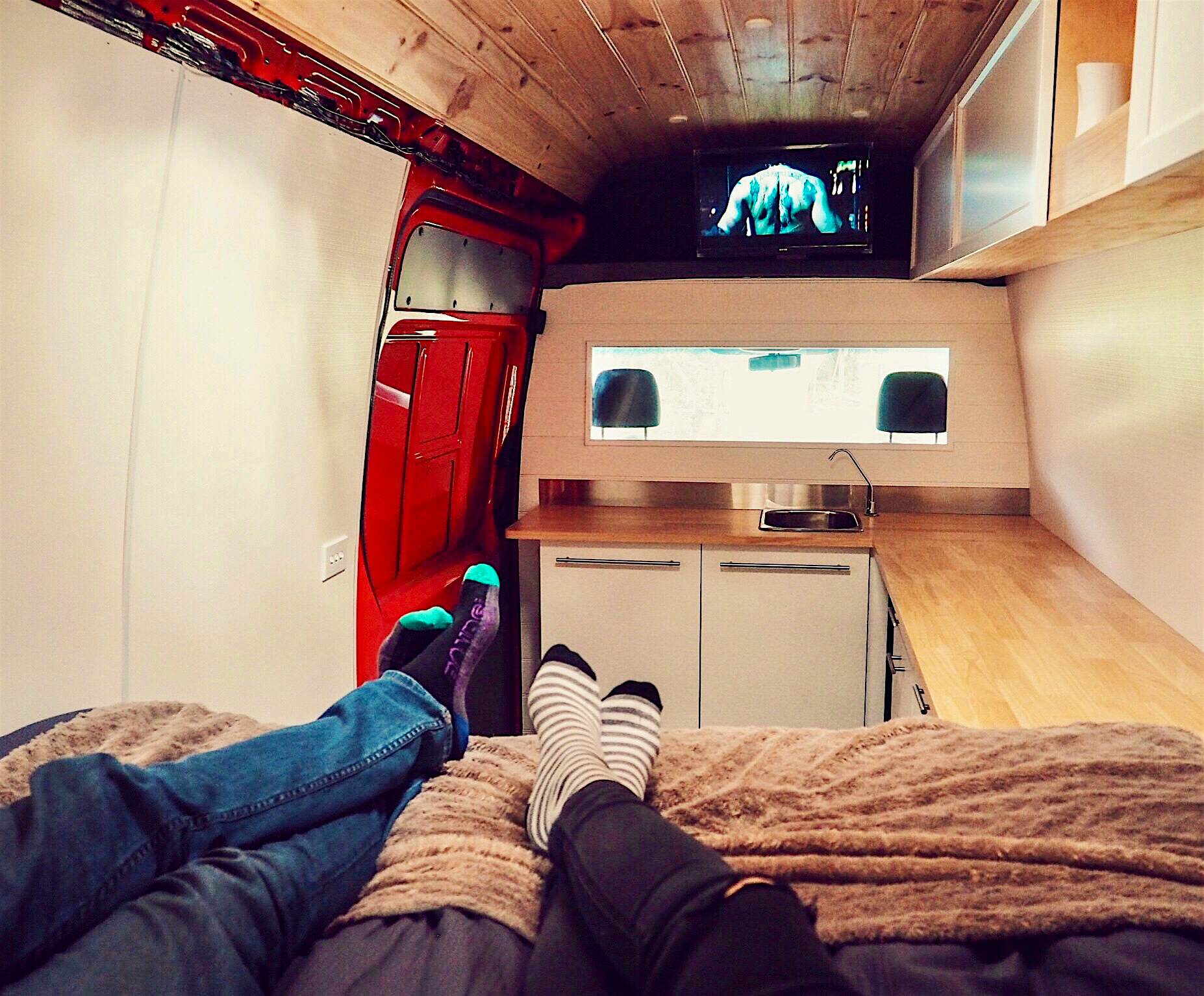 Travel News - DIY Van Life They have even managed to get a TV into the van.