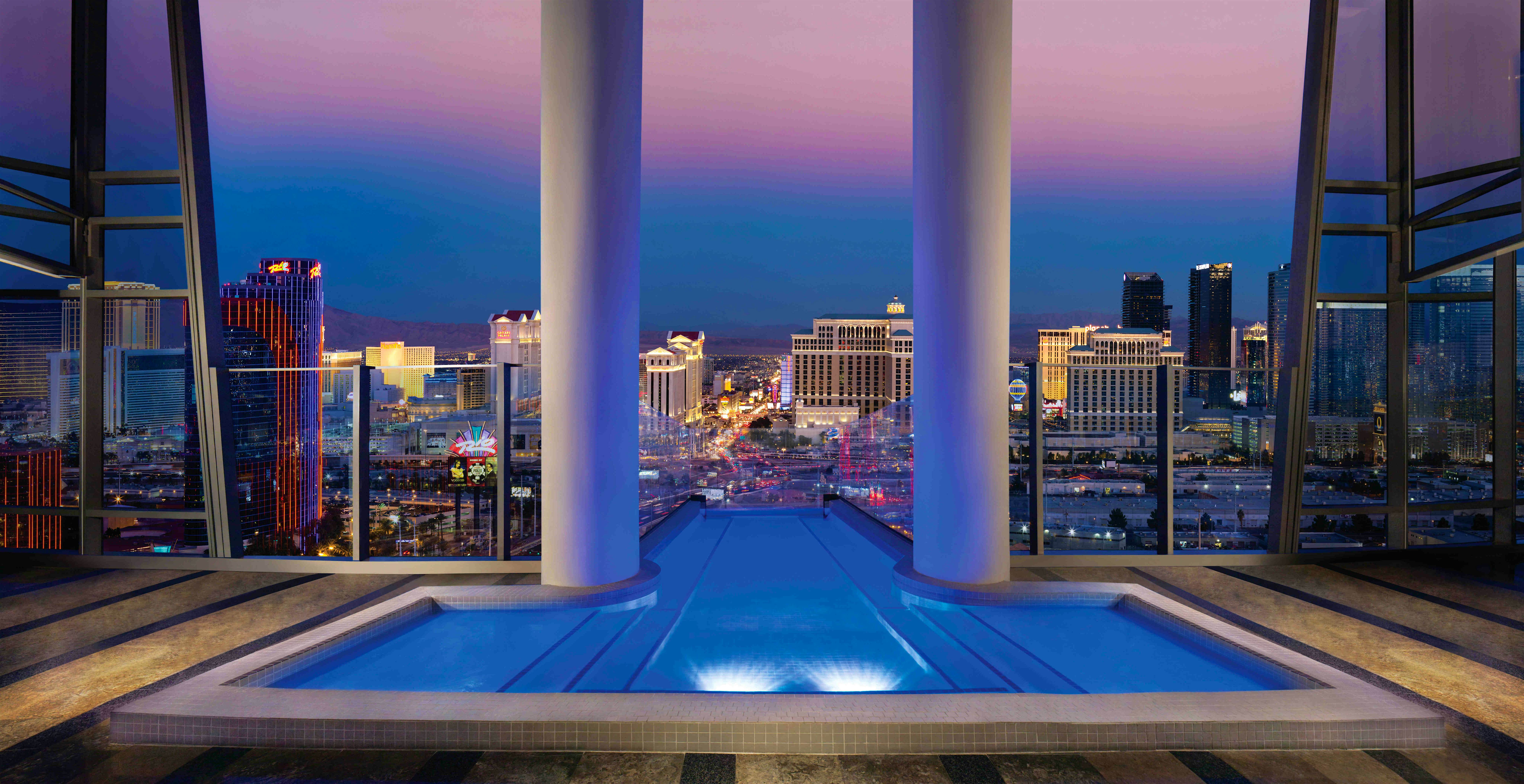 Travel News - Sky Villa - Palms Casino Resort The two-story Sky Villa at Palms Casino Resort in Las Vegas, USA costs $35,000 per night. Image courtesy of Elite Traveler