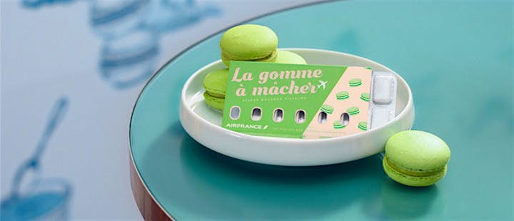 Travel News - air france gum Air France's new gum sits with some macaroons.