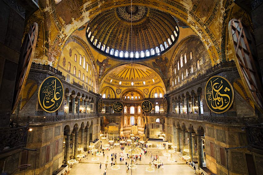 Travel News - record tourism growth middle east Hagia Sophia interior in Istanbul, Turkey,