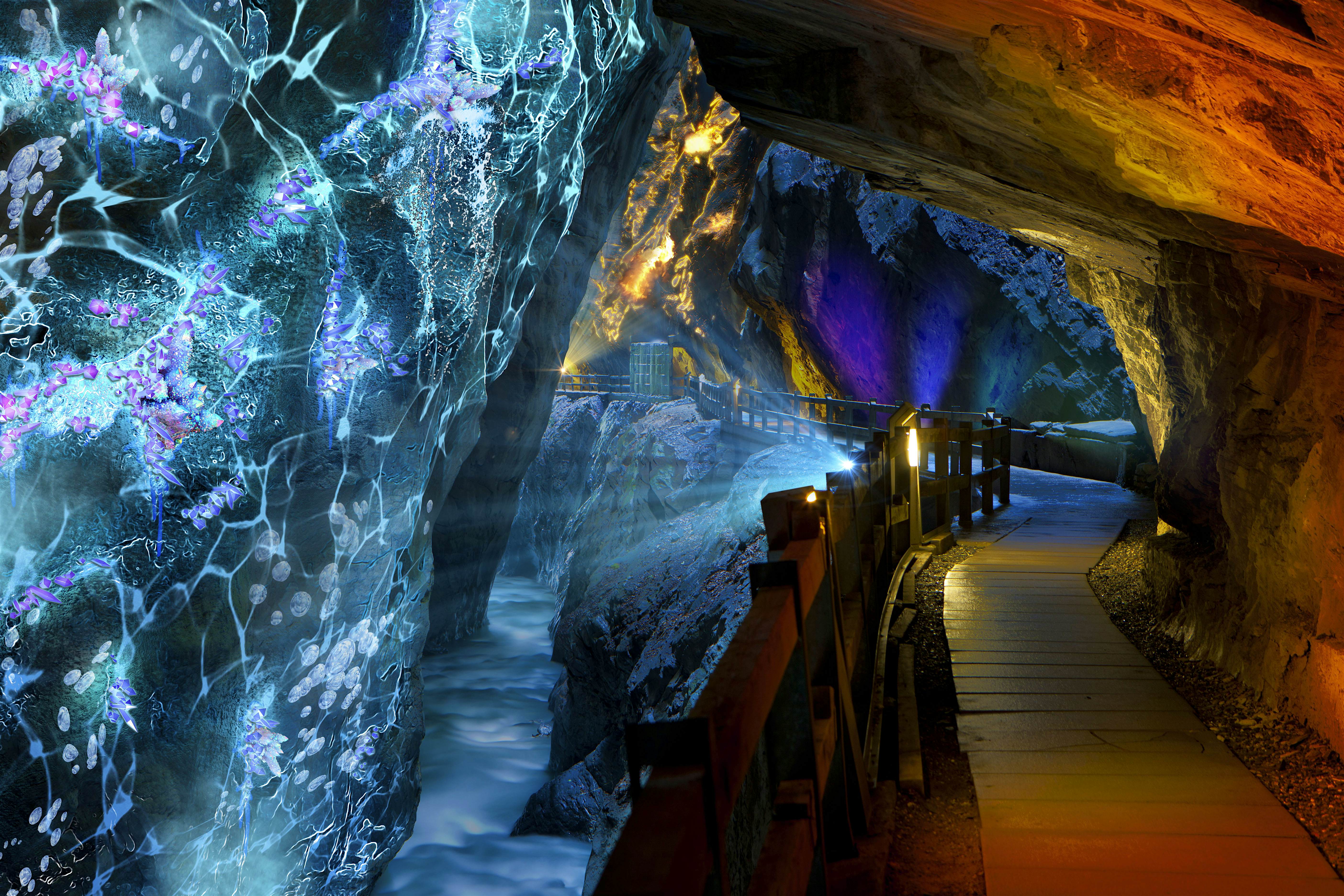 Travel News - tamina therme The Tamina Therme lit up with projections.