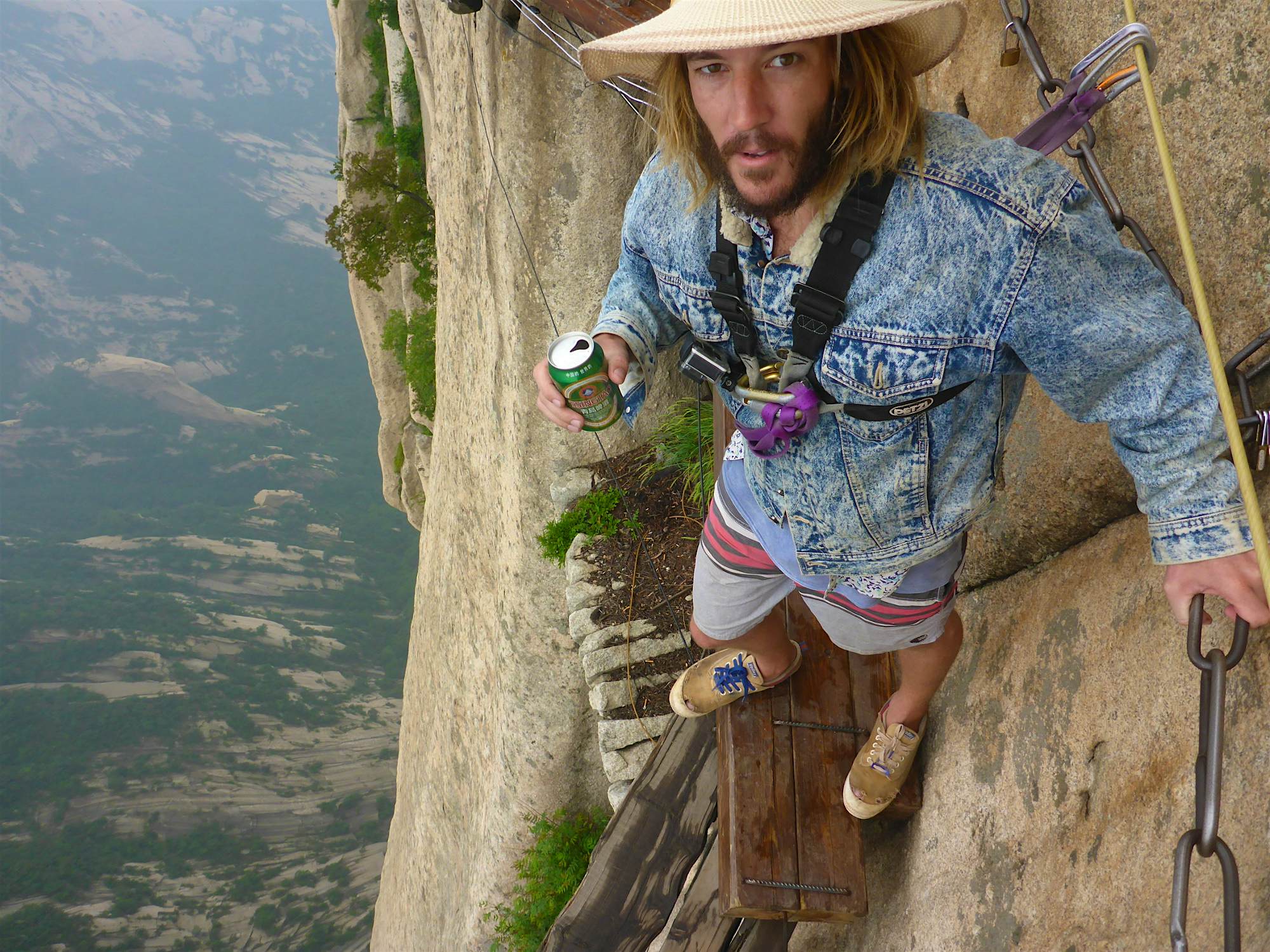 Travel News - china, mt huashan, plank walk of death Ty at Mount Hua in China.