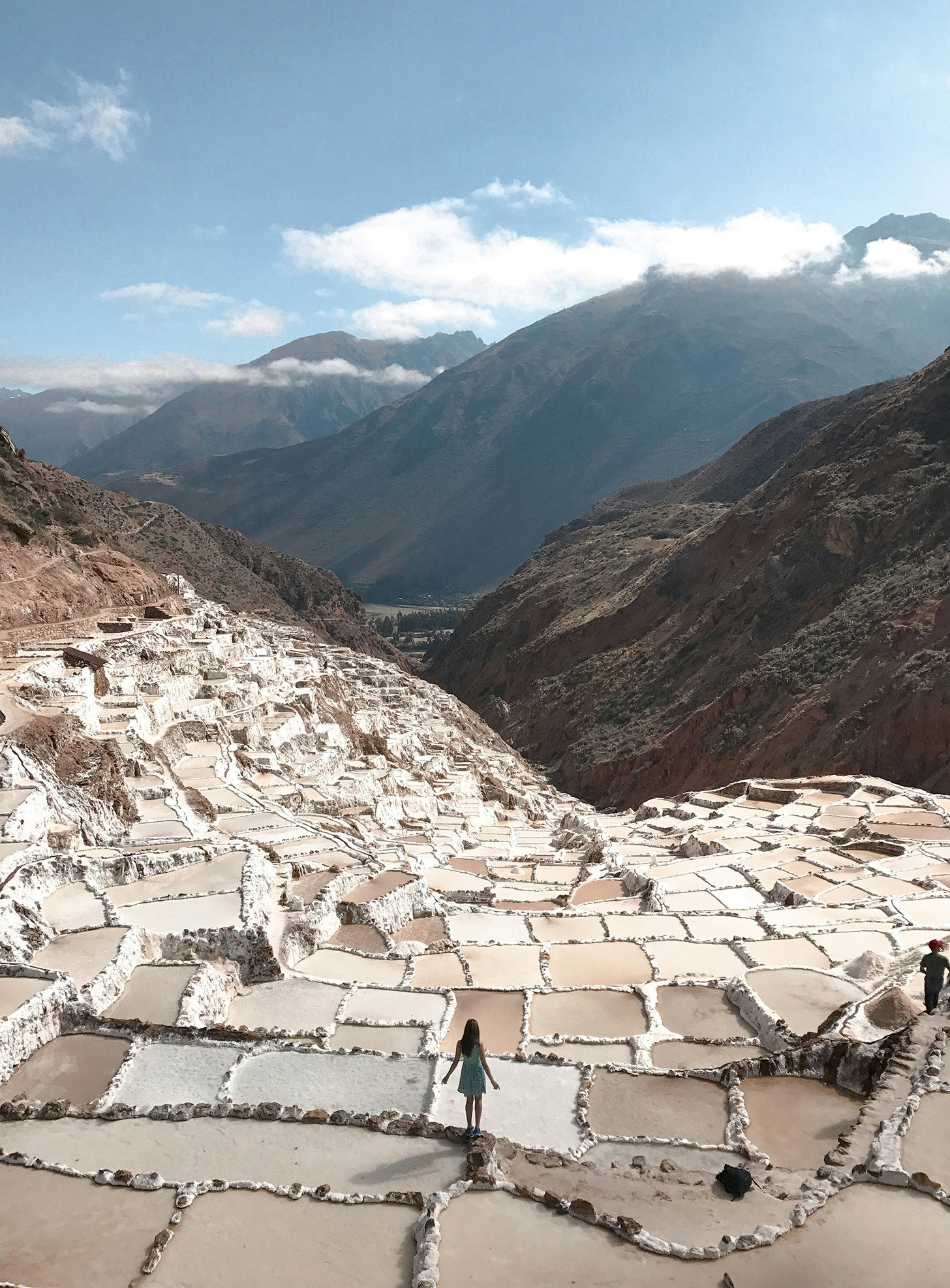 Beautifully coloured salt ponds are found near Maras, Peru.