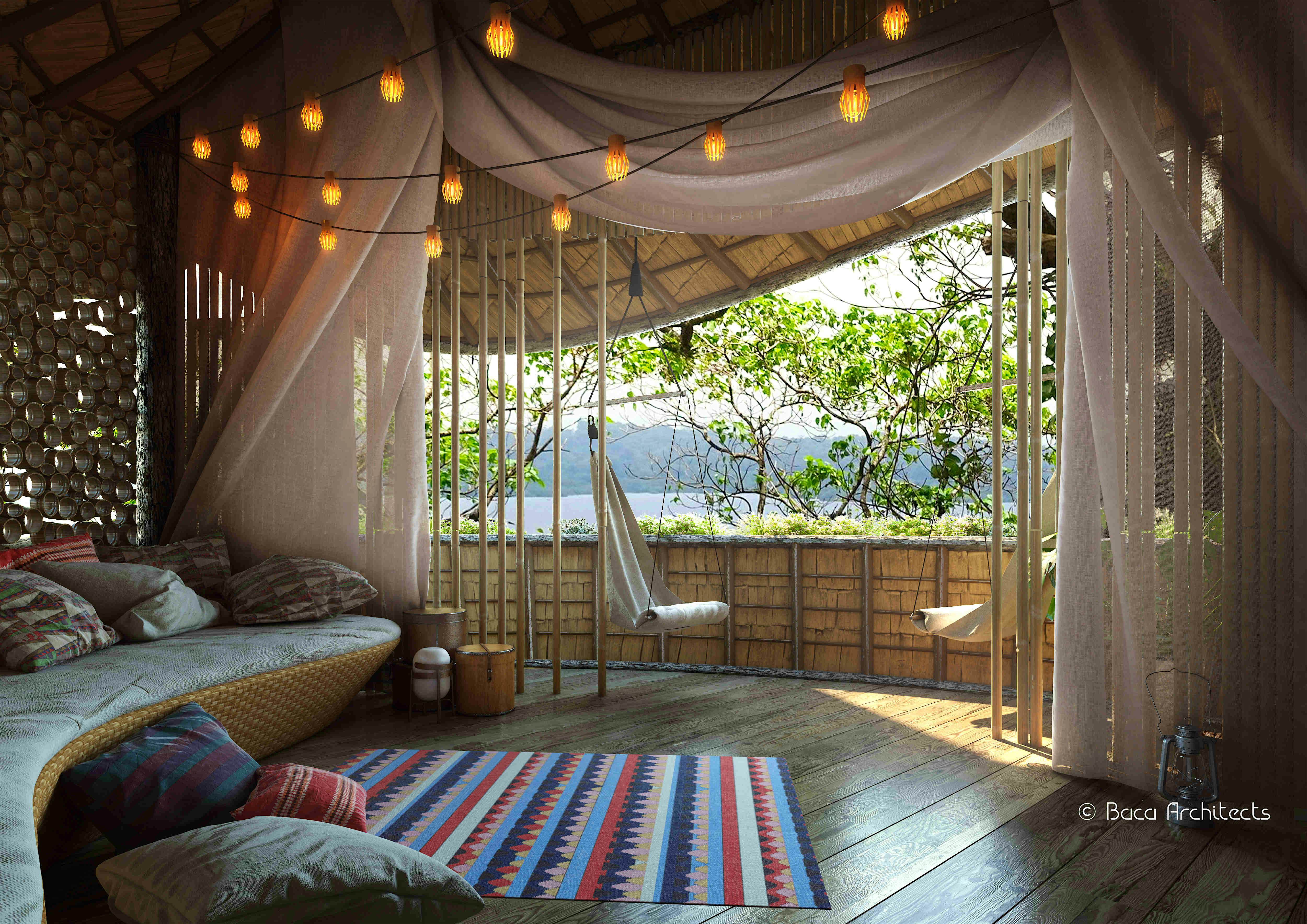 Travel News - Interior view of a bíku cocoa pod hut in Panama Image courtesy of Baca Architects Bíku huts now avaible for rent in Panama