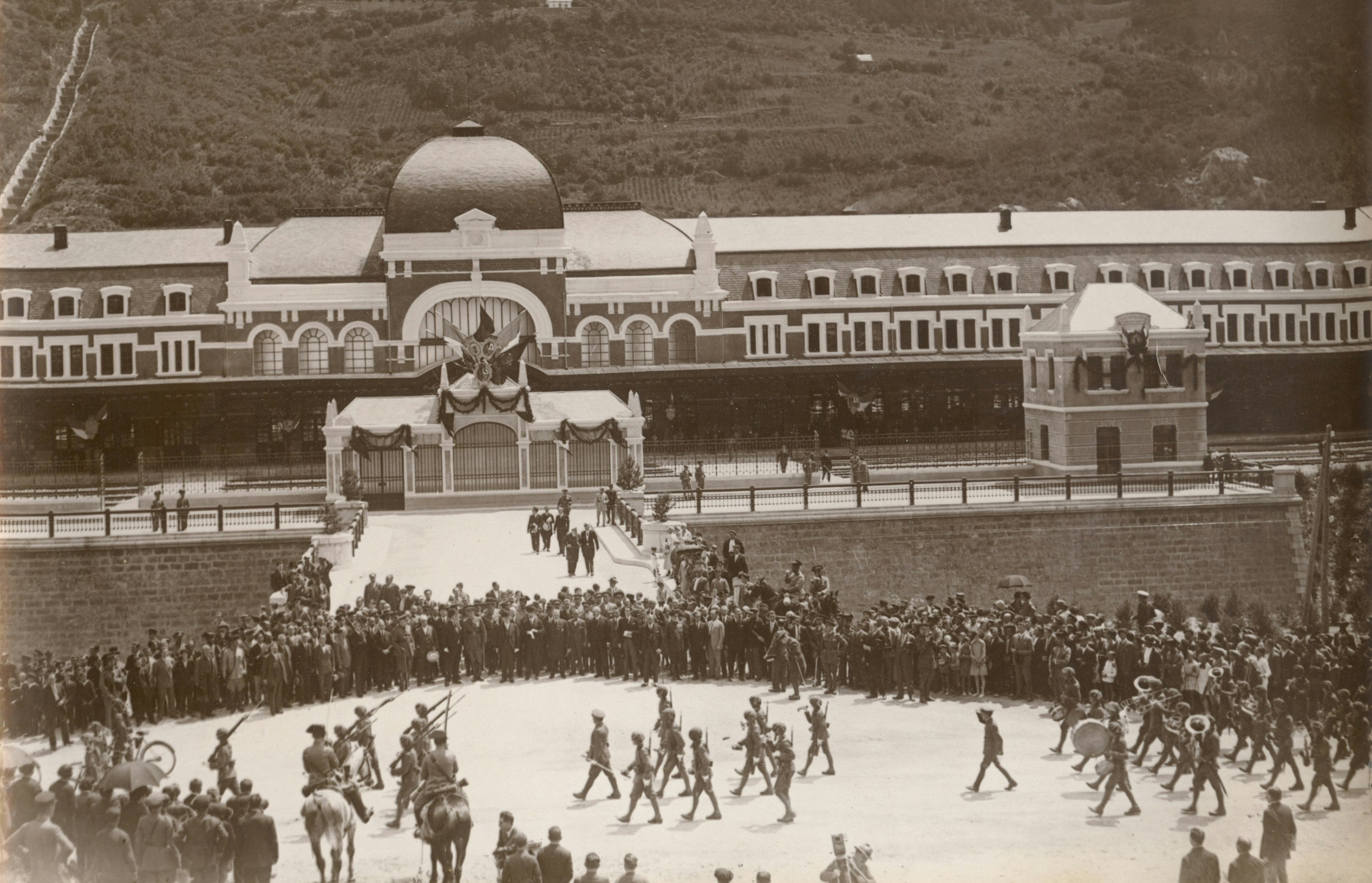 The Inauguration of the Canfranc International Railway Station by Alfonso XIII of Spain and Gaston Doumergue on July 28, 1928.