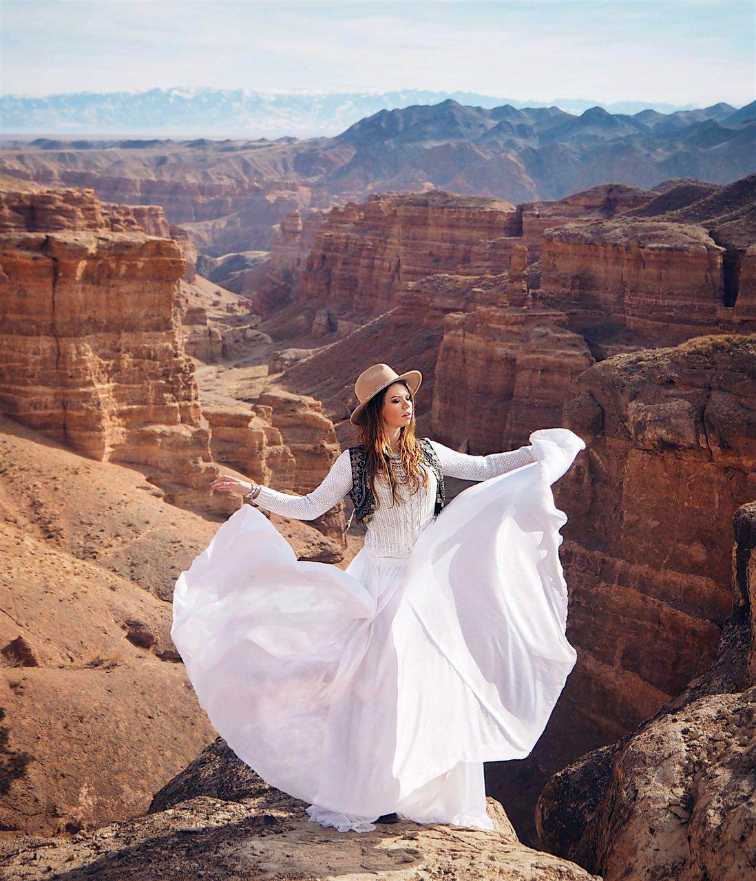 Travel News - Nina at Charyn Canyon in Kazakhstan. Photo courtesy of Nina Okhotina Another 'My Dress Story' in Kazakhstan