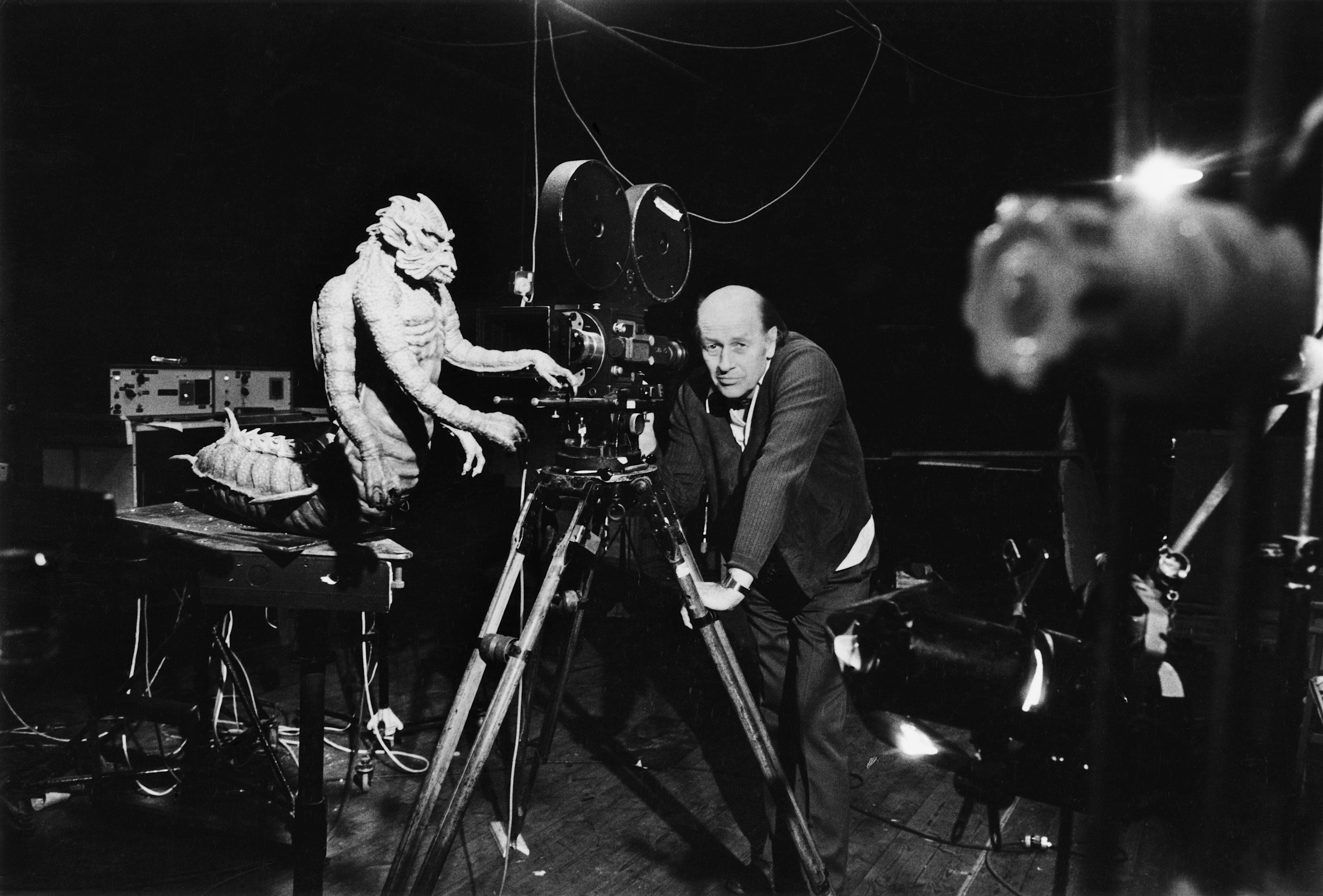 Travel News - Ray Harryhausen behind the camera. Photo courtesy of Oklahoma Science Museum Legendary special effects man Ray Harryhausen at work