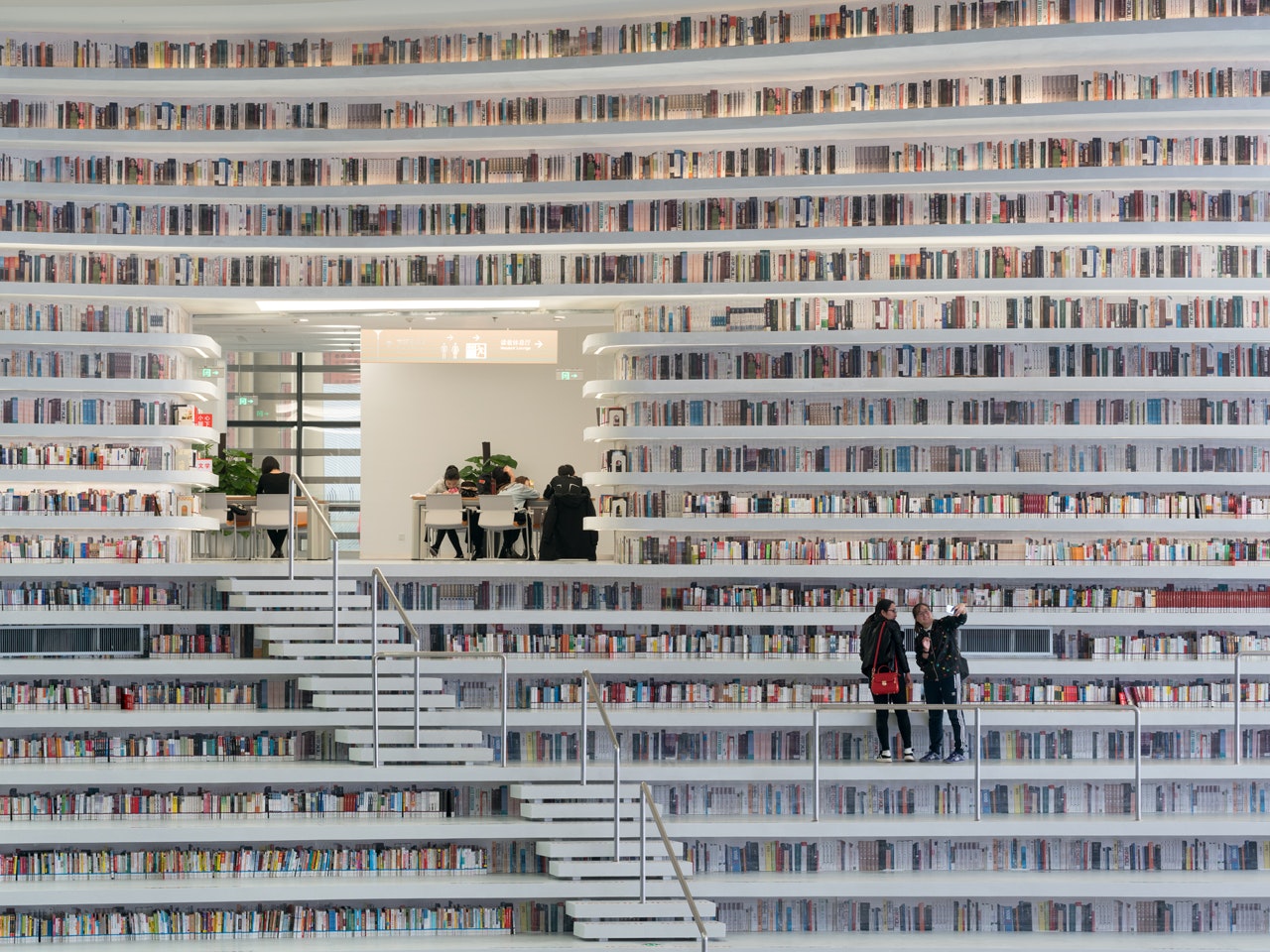 Books line the shelves of the incredible library.