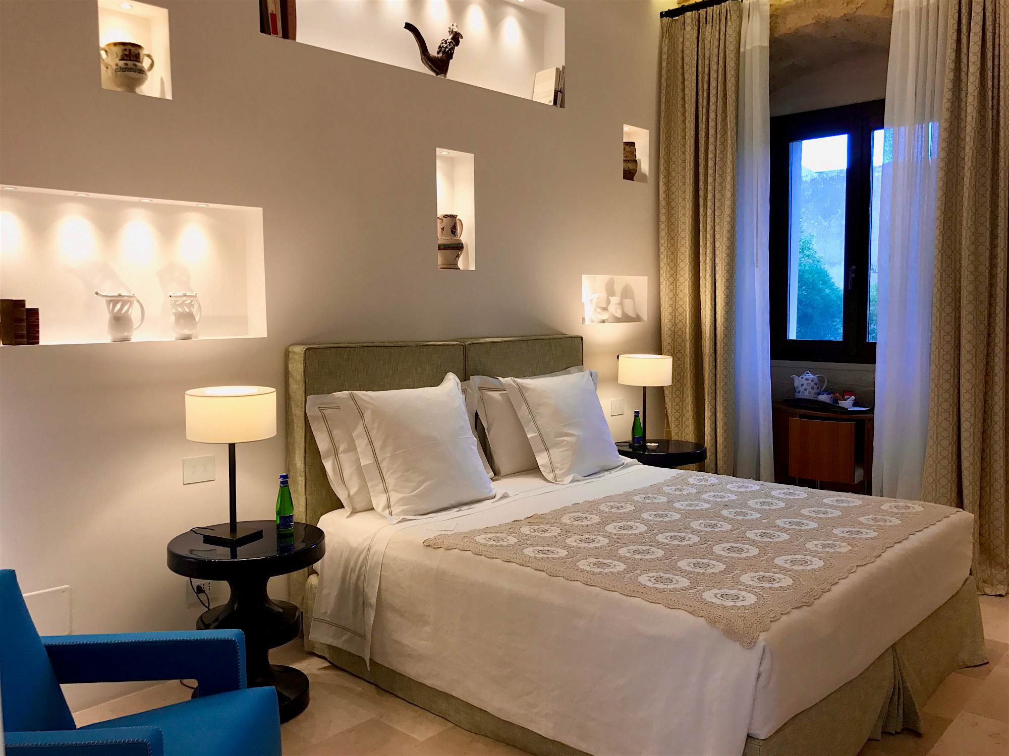 Travel News - Castello di Ugento bedroom The accommodation boasts nine rooms and suites that have been curated with modern pieces from Italian designers.