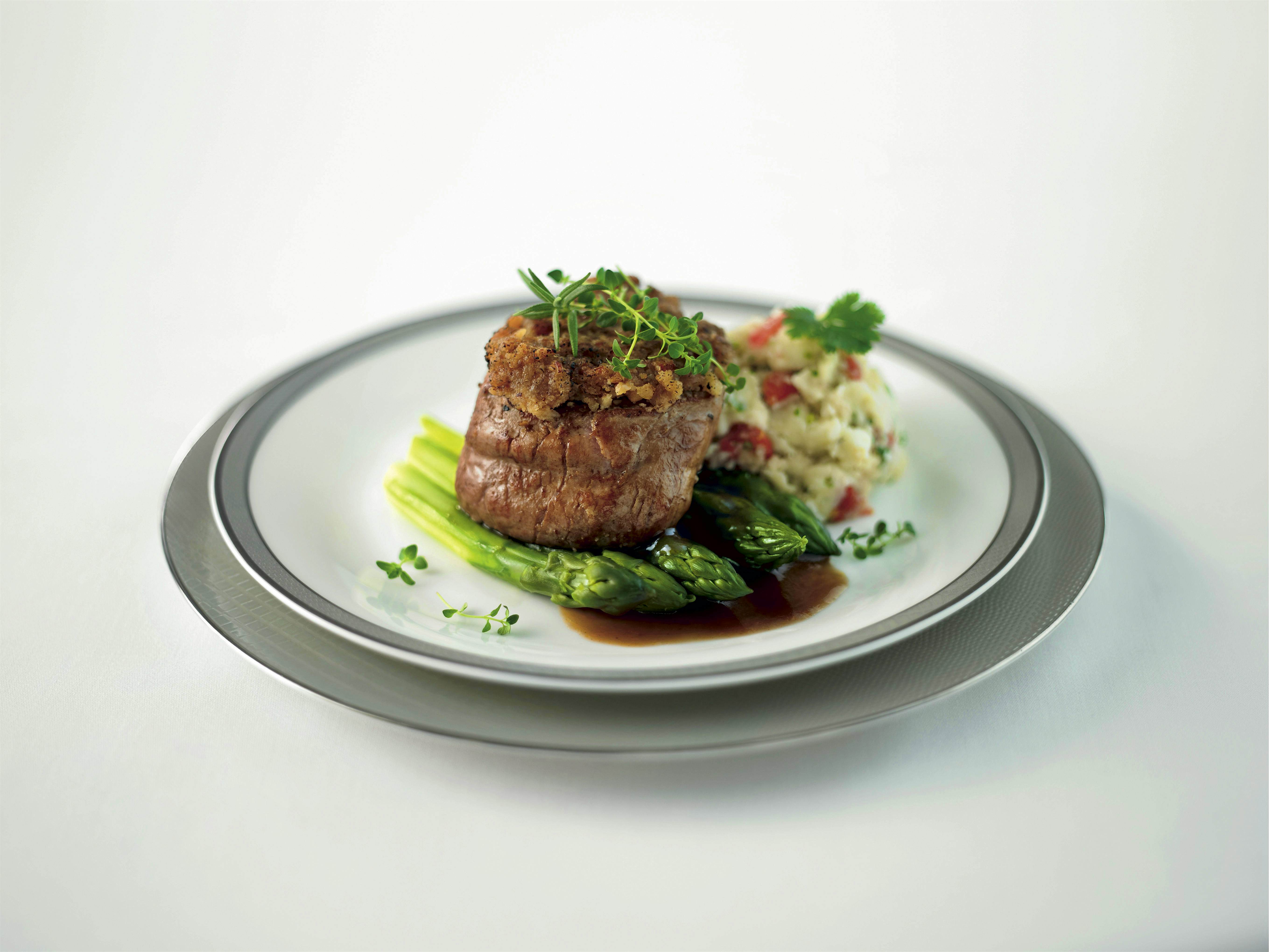 Travel News - First Class_BTC_SearedNutCrushedVealFillet Travel News - First Class_BTC_SearedNutCrushedVealFillet