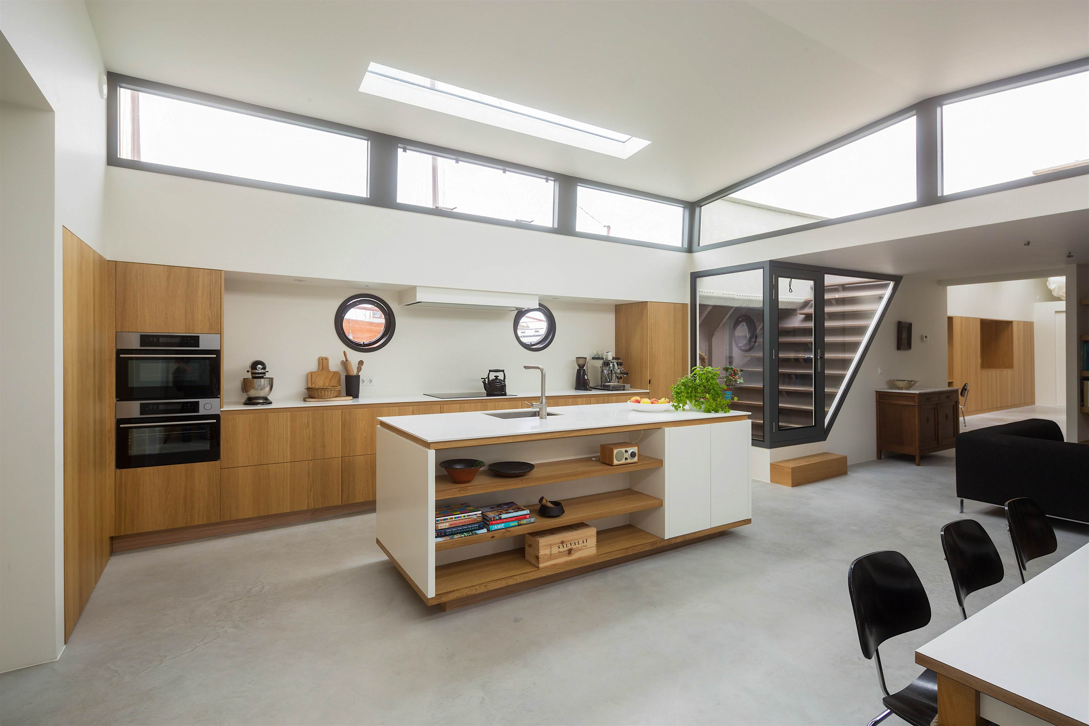 Travel News - Interior of the newly-converted luxury houseboat Kitchen and dining room area of the luxury houseboat