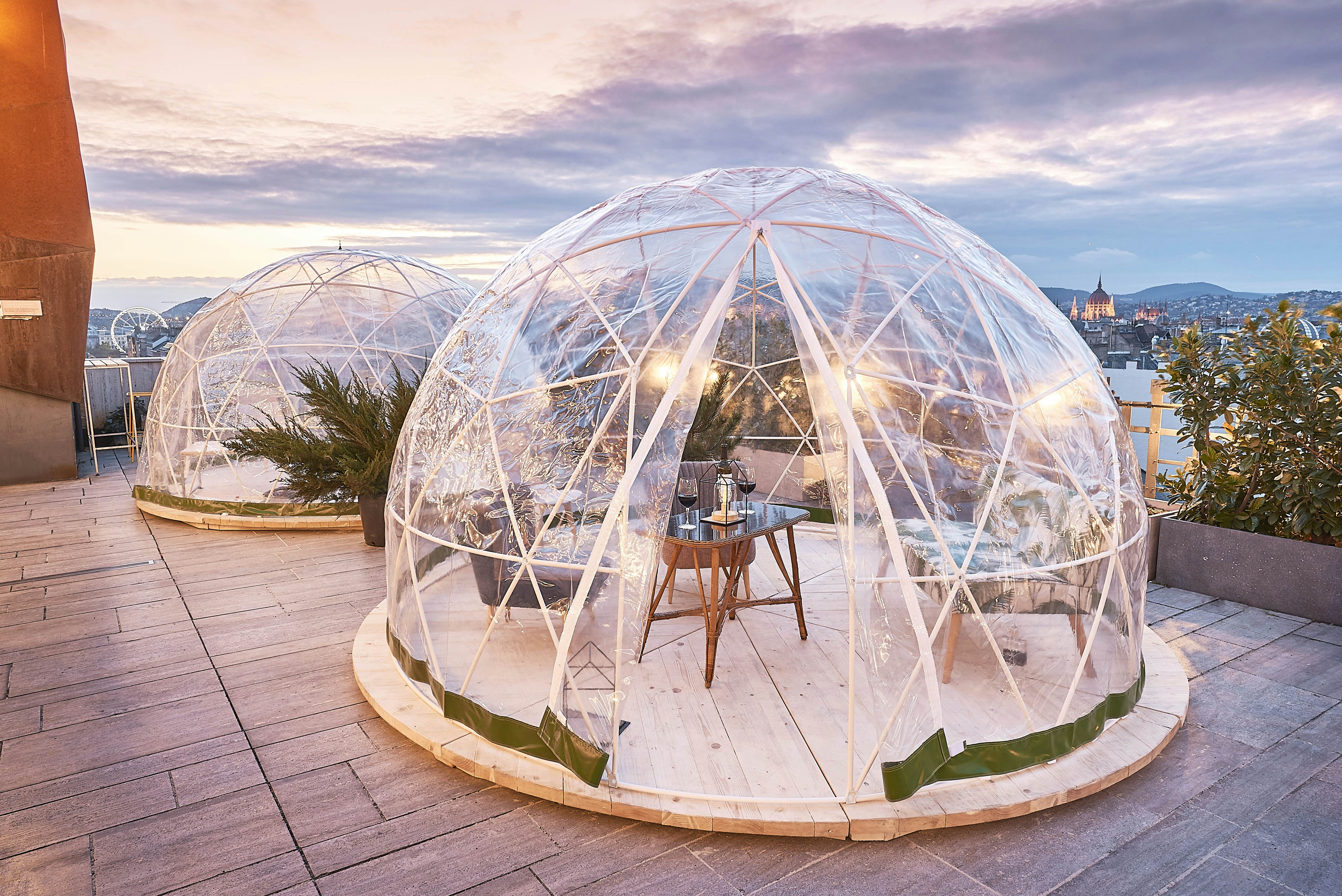 Enjoy The Wintry Beauty Of Budapest From A Rooftop Igloo Bar