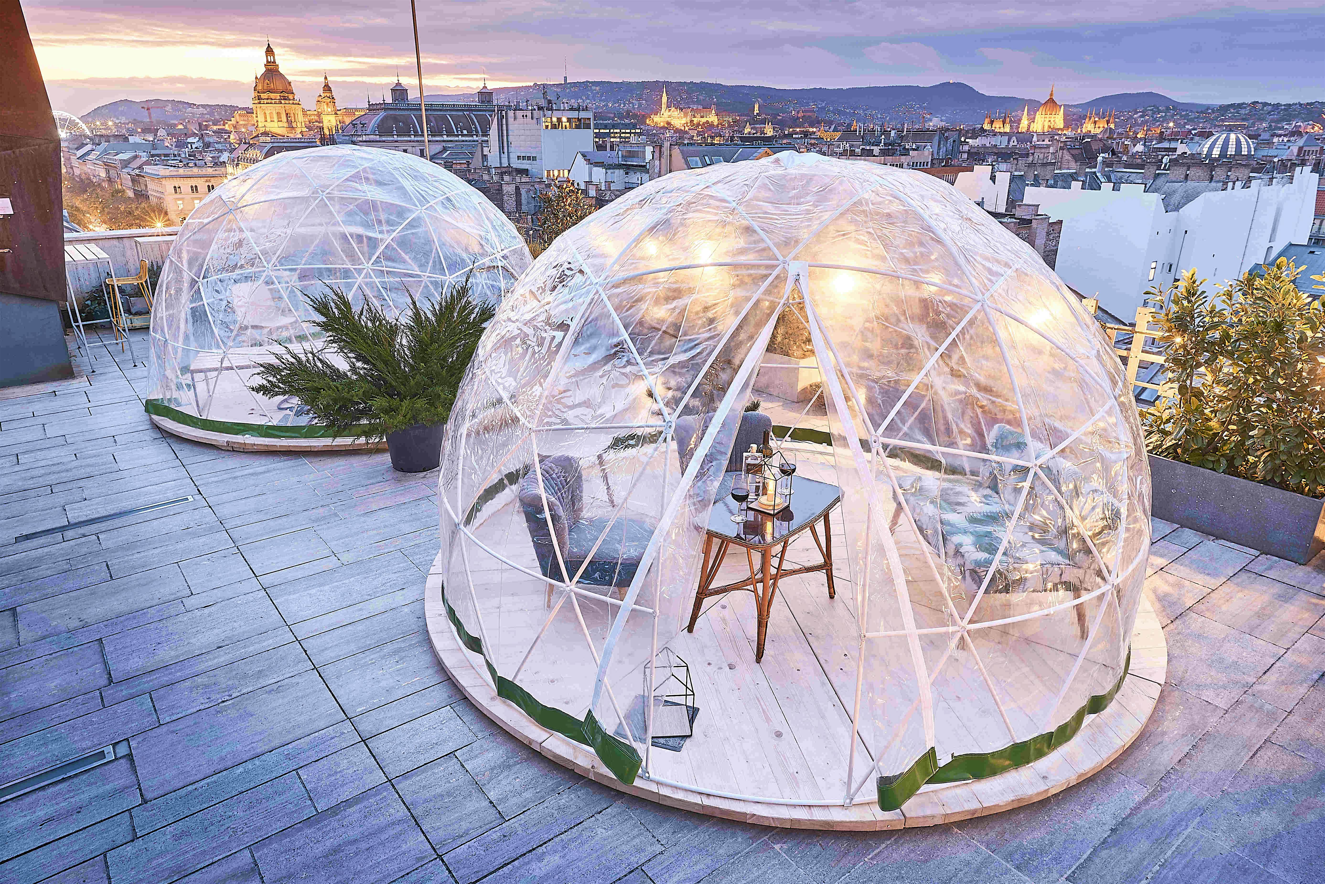 Enjoy The Wintry Beauty Of Budapest From A Rooftop Igloo Bar