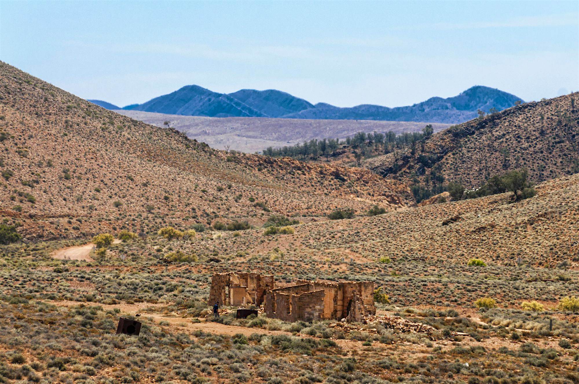 Travel News - Remains of an old Ghan railway station in the middle of a very dry landscape and deep blue sky on the Beltana to Leigh Creek dirt road. Travel News - Remains of an old Ghan railway station in the middle of a very dry landscape and deep blue sky on the Beltana to Leigh Creek dirt road.