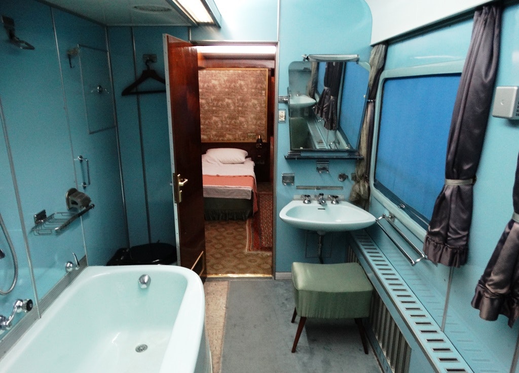 Travel News - The Blue Train interior, Tito's toilet spot with his bedroom in the back, Belgrade, Serbia 02