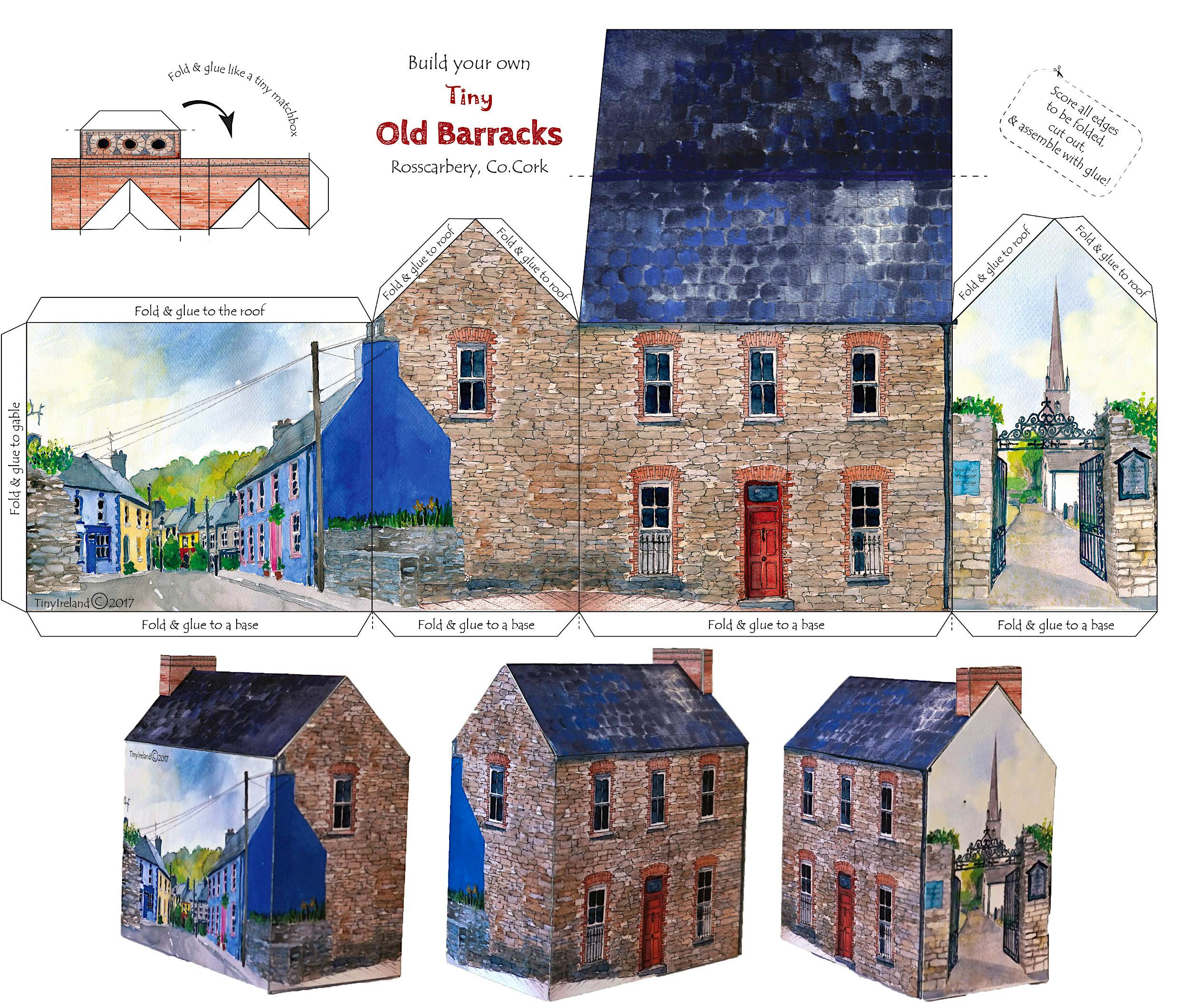 Travel News - build your own tiny barracks rosscarbery Anke researchers and photographs each location before drawing, painting and designing the models.