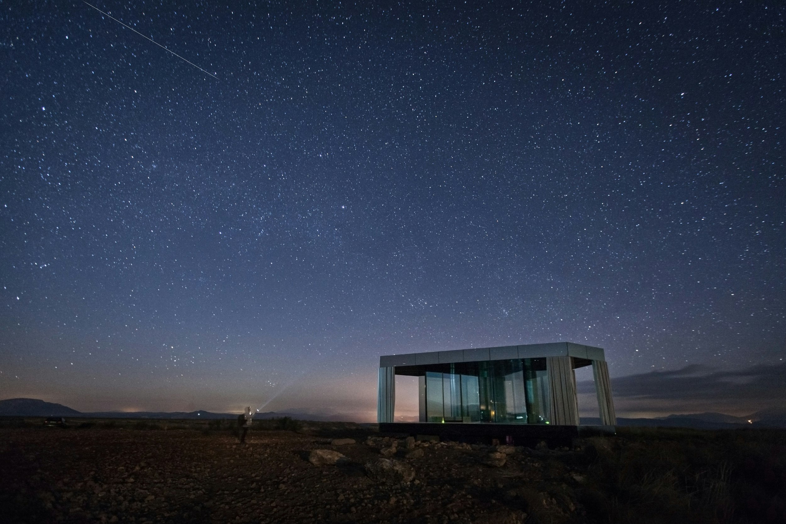 Visitors can gaze up at the stars from the bedroom in the small house.