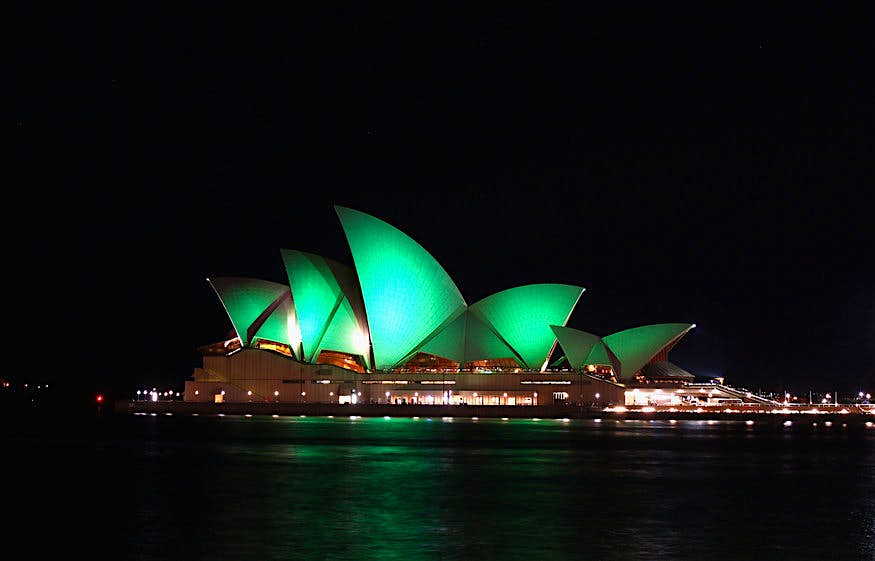 Travel News - Sydney Opera House Lit Green For St Patrick's Day Sydney Opera House Lit Green For St Patrick's Day