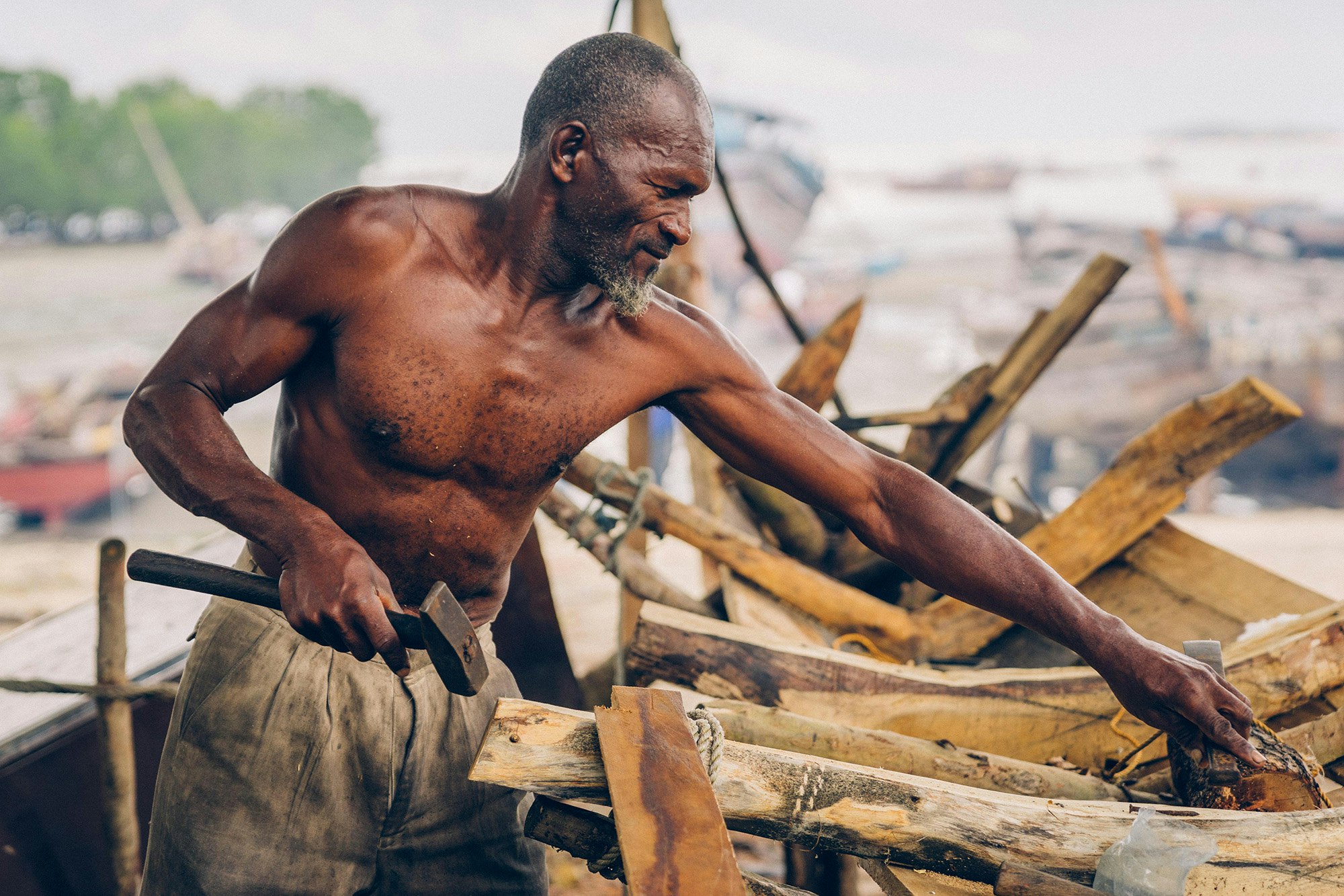 A traditional boat builder in Zanzibar