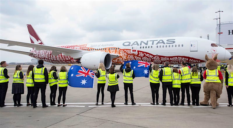 Qantas staff celebrate new route