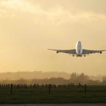 Plane taking off from runway