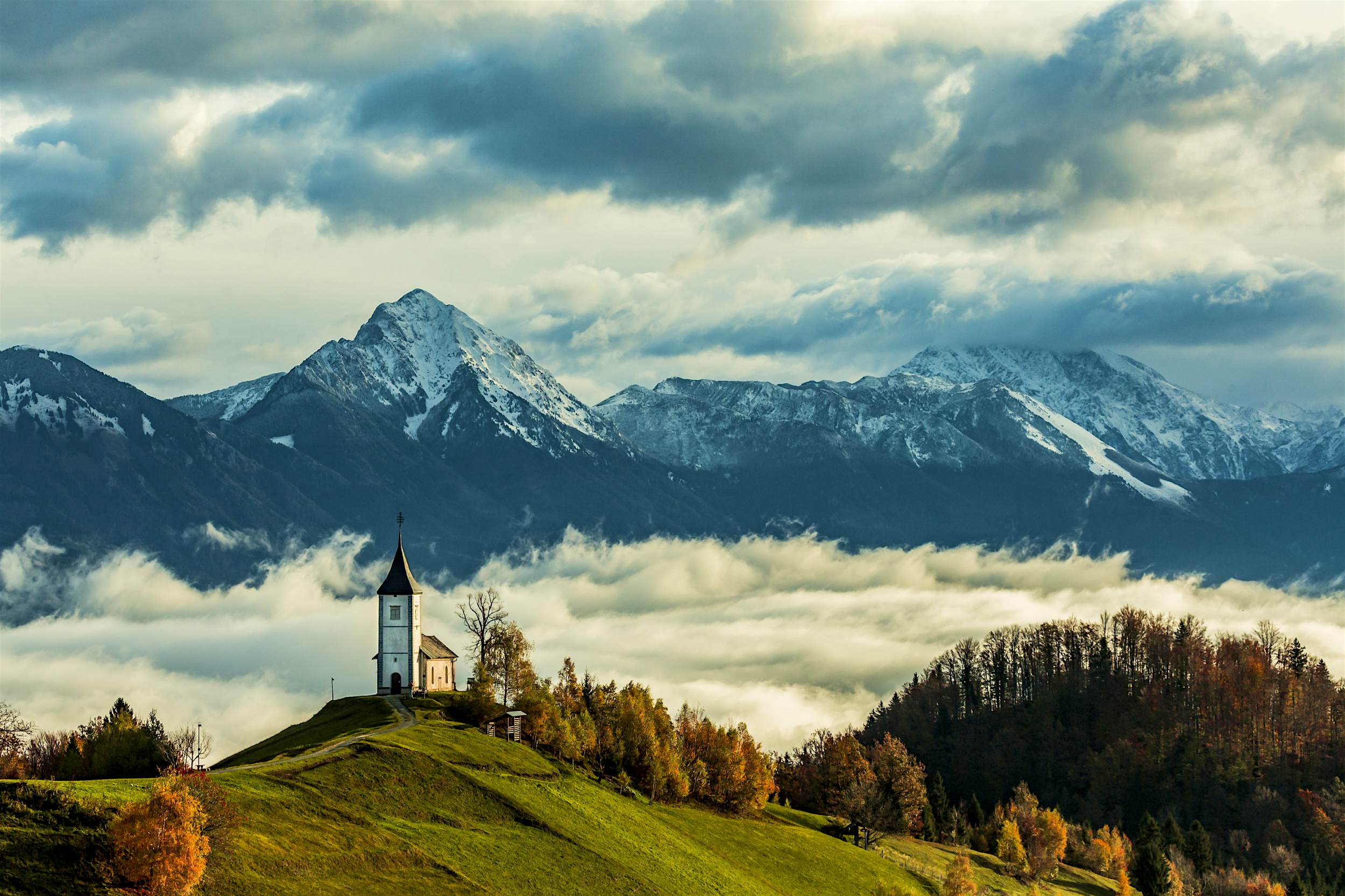 Travel News - Slovenia A hilltop church in Jamnik, Slovenia.
