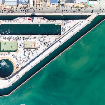An aerial view of the baths.